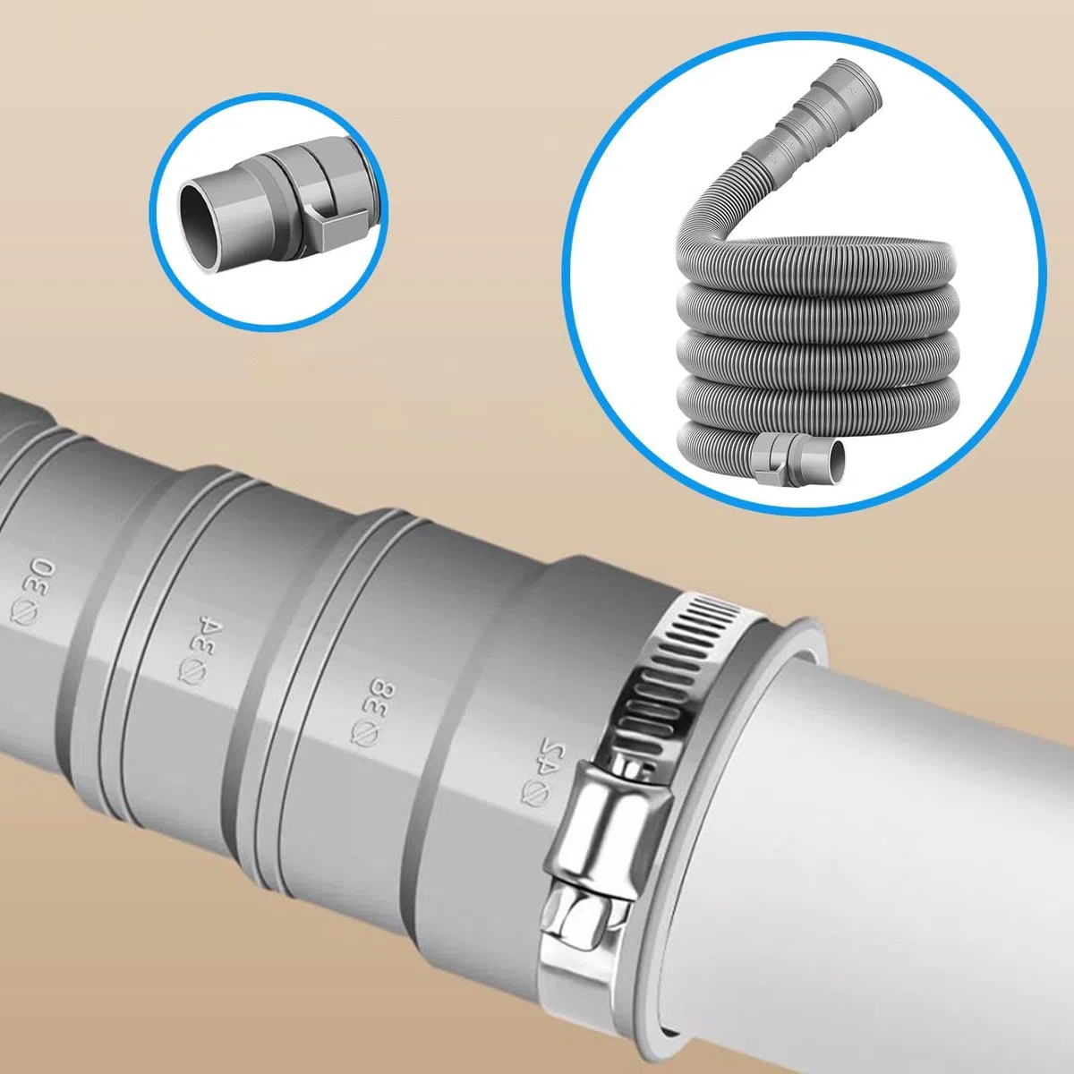 Genérico Kit De Tubería De Desagüe para Caravanas - 2/4/6/10 M Tubería De Desagüe Flexible Plegable Y A Prueba De Fugas, Compatible con Sistemas De Mangueras De Desagües De 28 Mm A 42 Mm