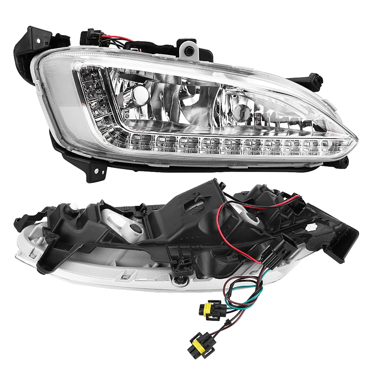 Tbest Luces Antiniebla Diurnas de Santa Fe, 1 par de Luces de Circulación Diurna para Coche, Cubierta de Lámpara Antiniebla Drl para Hyundai Santa Fe Ix45 2013 2015