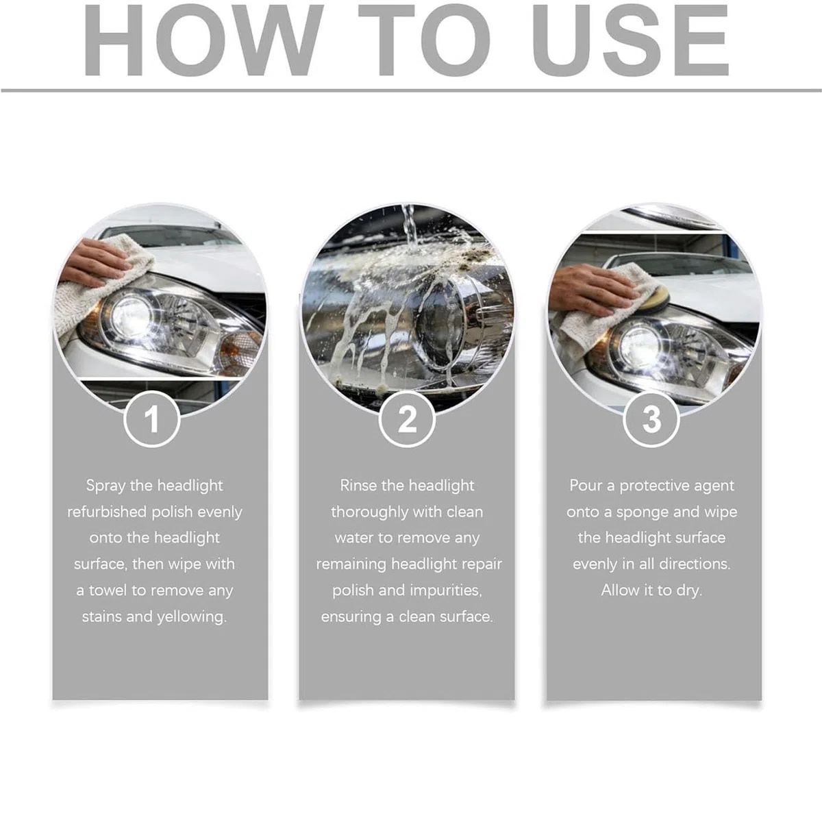 Jeeeun Headlight Refurbished Suit, Quick Repair Foggy Yellowed Oxidized Headlamp, Restore Clear Vision for All Cars Vehicles (1set)