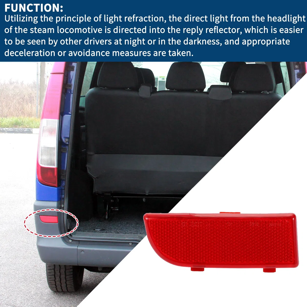 Reflector De Parachoques No.6398260440 Para Mercedes-Benz Vito Viano W639 2003-2014 Trasero Izquierdo Reflector De Parachoques Marcador Lateral Plástico Duradero 1 Pza Rojo