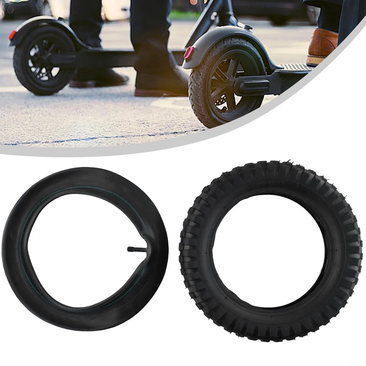 Juego de neumáticos y tubo interior de 12.5 x 2.75 para 49 cc para MINI Dirt Bike MX350 MX400 Scooter, neumático de goma de rueda todoterreno de 12 1/2 x 2.75 con válvula recta, color negro