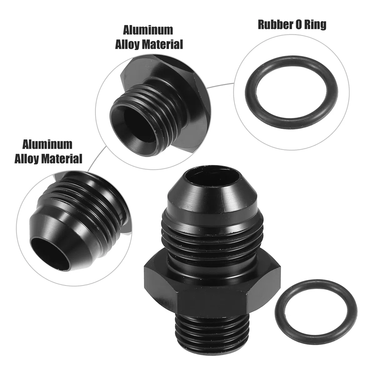 A ABSOPRO AN6 a AN8 Combustible Raíl Adaptador Conector Racor Negro - 4 Uds