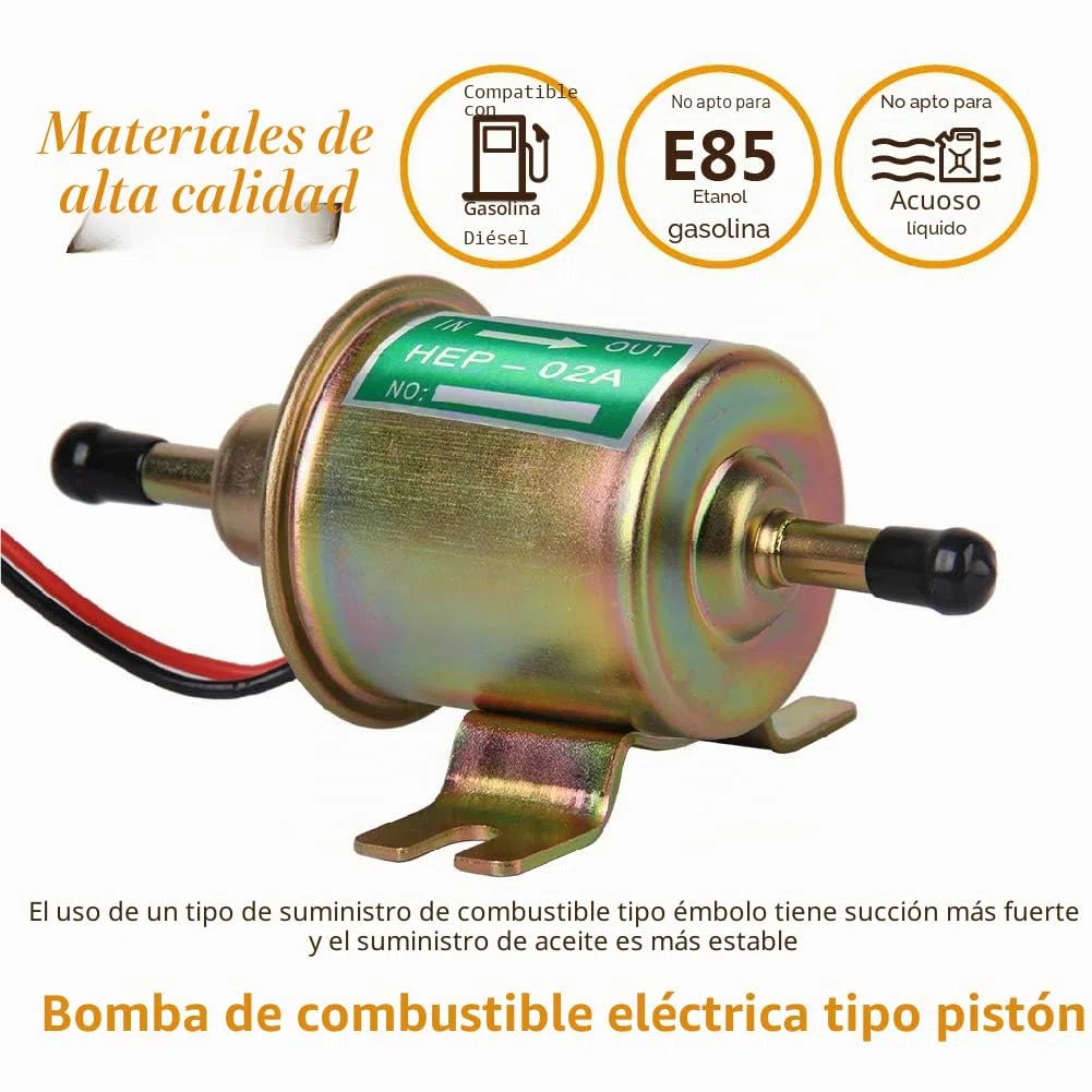 CarBole Bomba de Combustible Eléctrica Universal de 12 V Para Gasolina, Diésel, Bomba Externa (4-7 psi), 380 Bobinas de Cobre Circulares, Corriente de 1,0-2,0 A