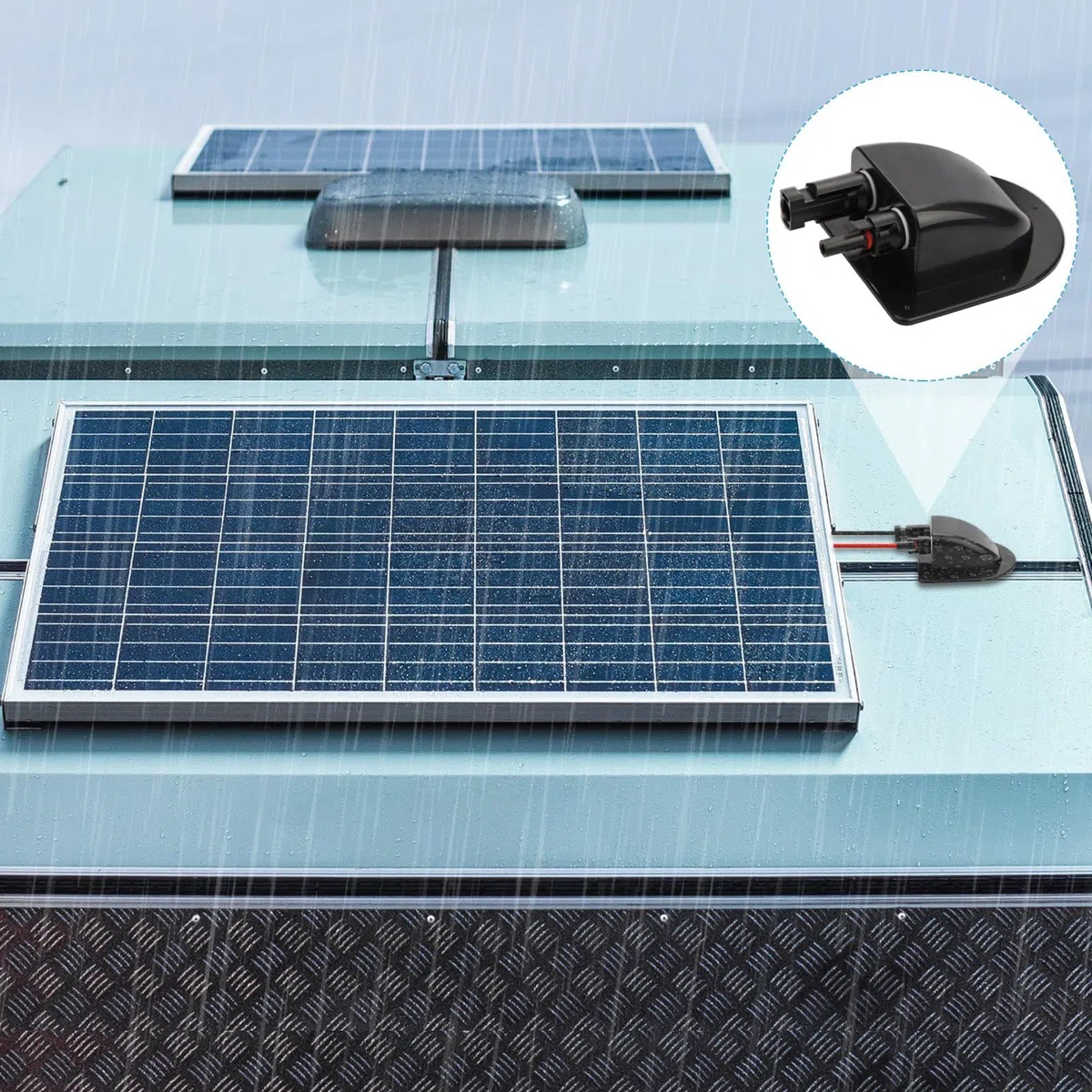 Mbsomnus 2 Piezas Placa de Entrada de Cable Solar Pasamuros Pasacables Impermeable Doble ABS Caja Cables Glándula Entrada Cable Solar Pasamuros Placa Solar para Claraboya Techo Caravana