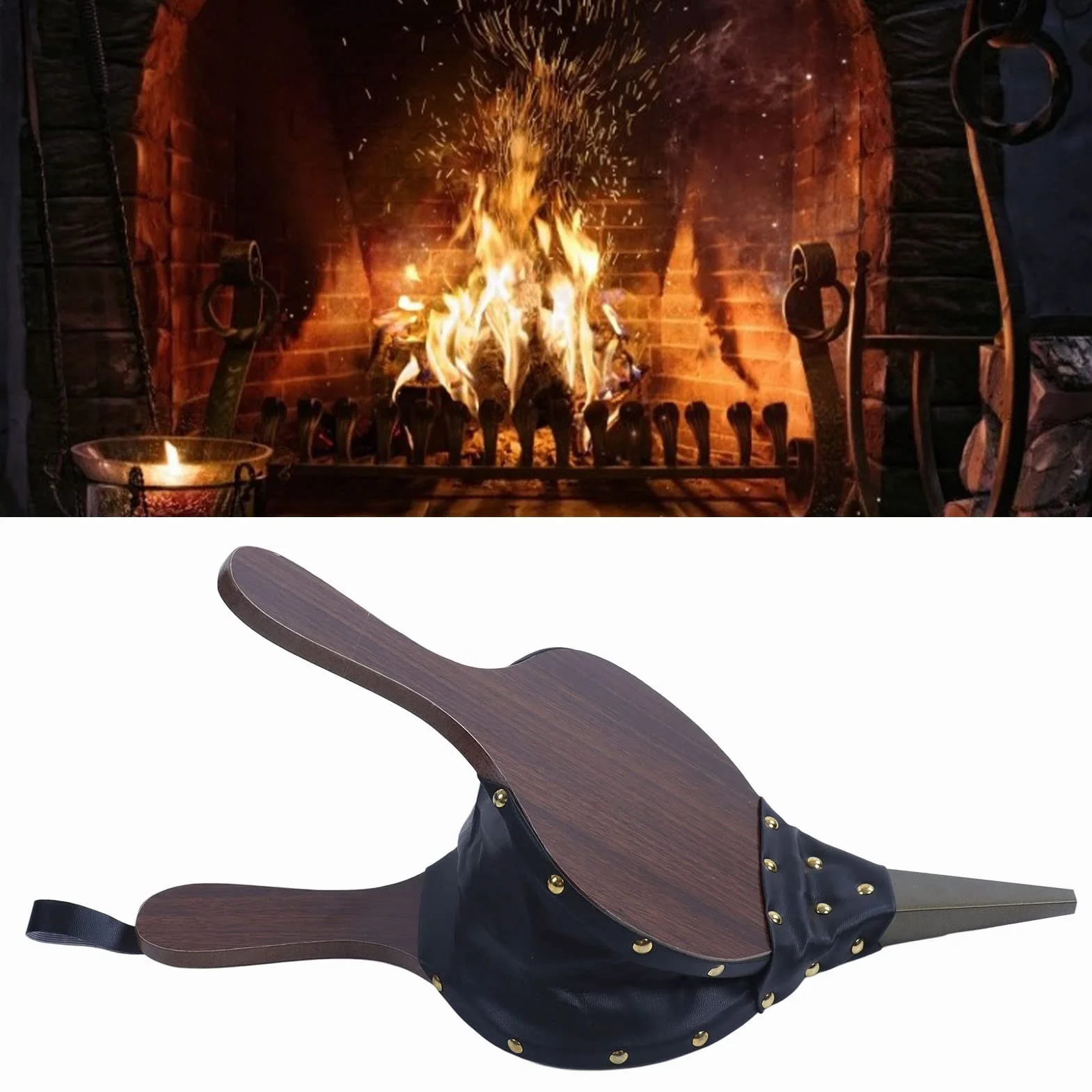 Soplador Barbacoa Manual Fuelle Chimenea Soplador de Fuego Soplador de madera de fuelle para chimenea Fuelle de Fuego de Barbacoa Cocina al Aire Libre