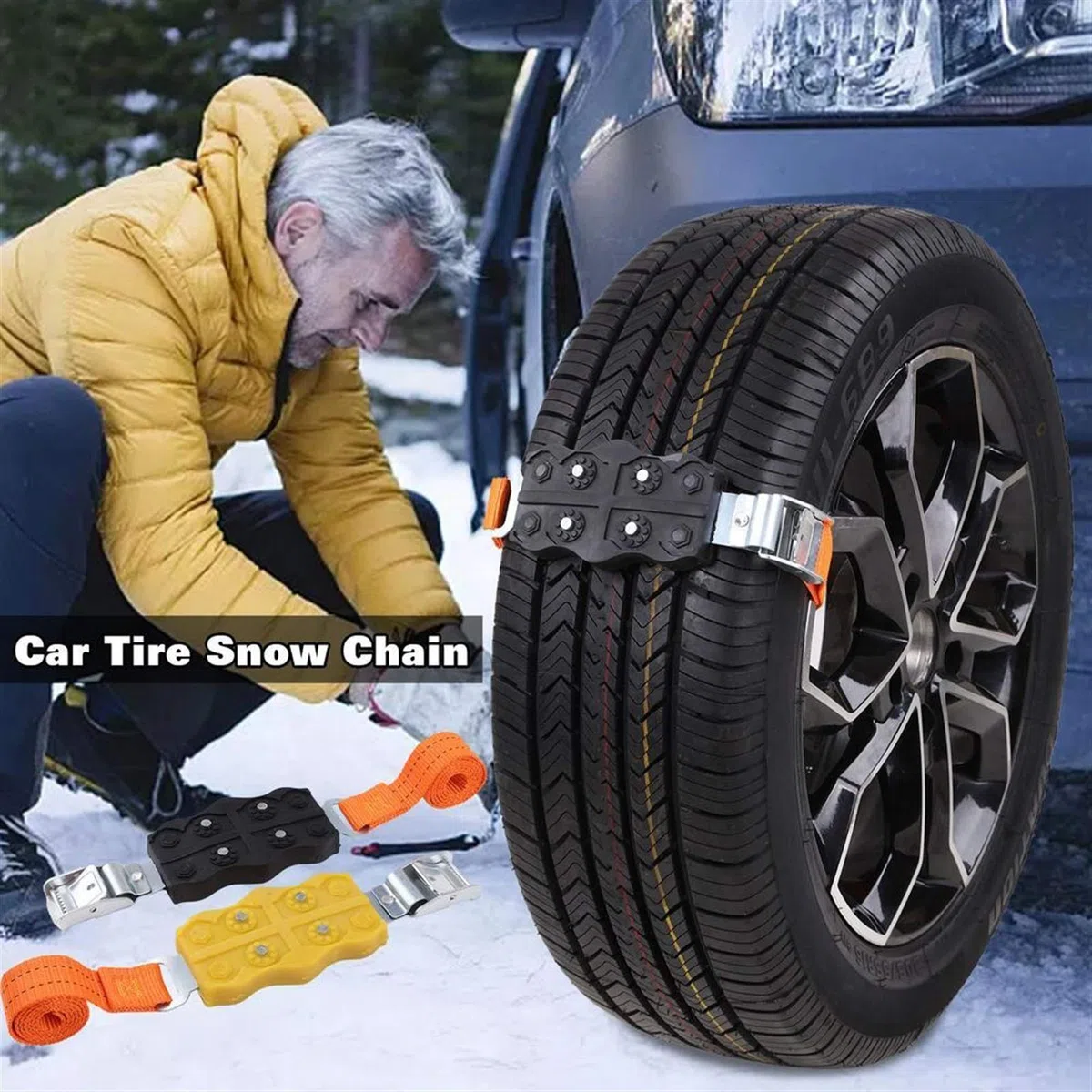 Cadena de Nieve para Coche Cadena de Nieve Antideslizante 2 Piezas Universal Antideslizante Cadena de Nieve de Emergencia para neumáticos de Coche Cadena de Rueda de neumático de c