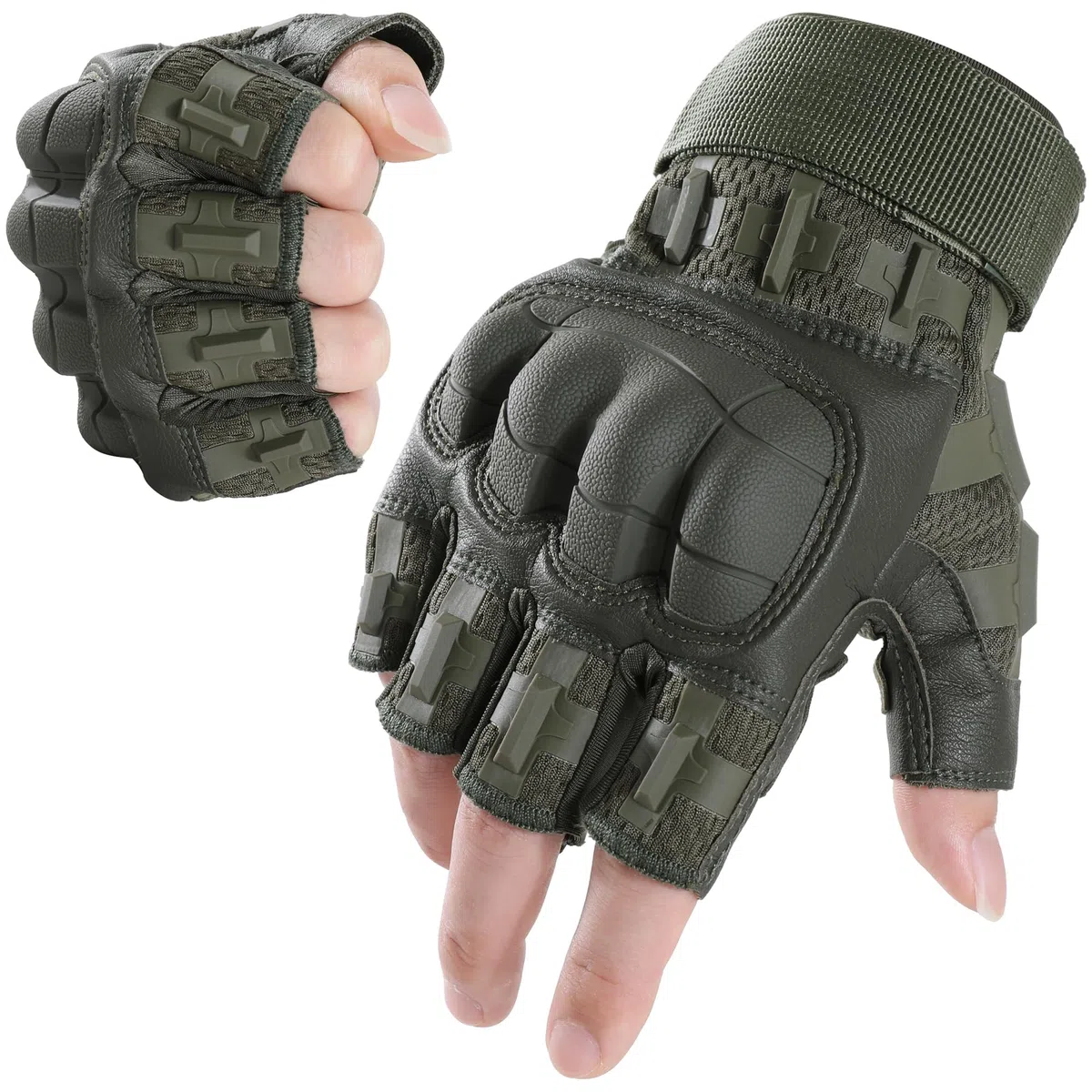 WTACTFUL - Guantes Tácticos Medio Dedo Hombre, Transpirables y Antideslizantes para Airsoft, Paintball, Ciclismo, Moto, Caza, Senderismo y Trabajo Aire Libre