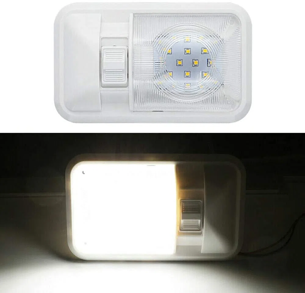 Lámpara de techo LED Baceyong de 12 V, adecuada para autocaravana, barco, remolque, con interruptor de encendido/apagado, blanco (1 juego)