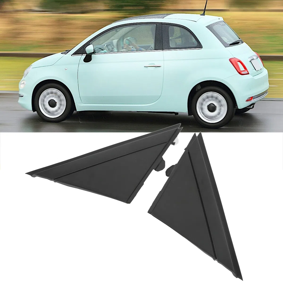 Tbest o Decoración Modificación Cubierta de la Bandera del Espejo de la Puerta 1Sh17Kx7Aa Reemplazo de la Moldura de la Placa del Triángulo Izquierdo Derecho del Espejo para Fiat 500 (Negro mate)