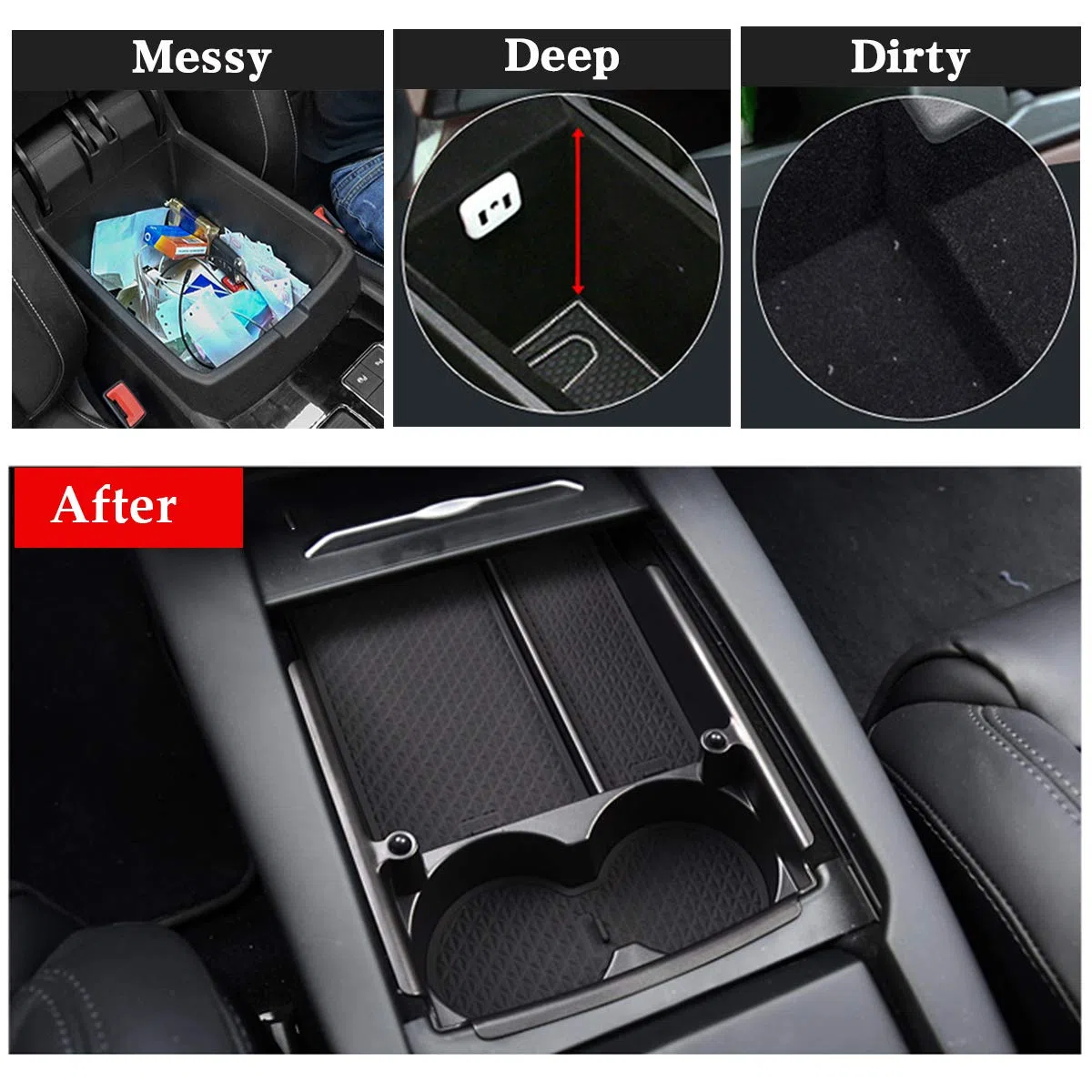 Jaronx - Organizador de Consola Central Compatible con Tesla Model X/S, Caja de Almacenamiento para reposabrazos + portavasos, para Accesorios Tesla Model S/X 2016 2017 2018 2019 2020 2021