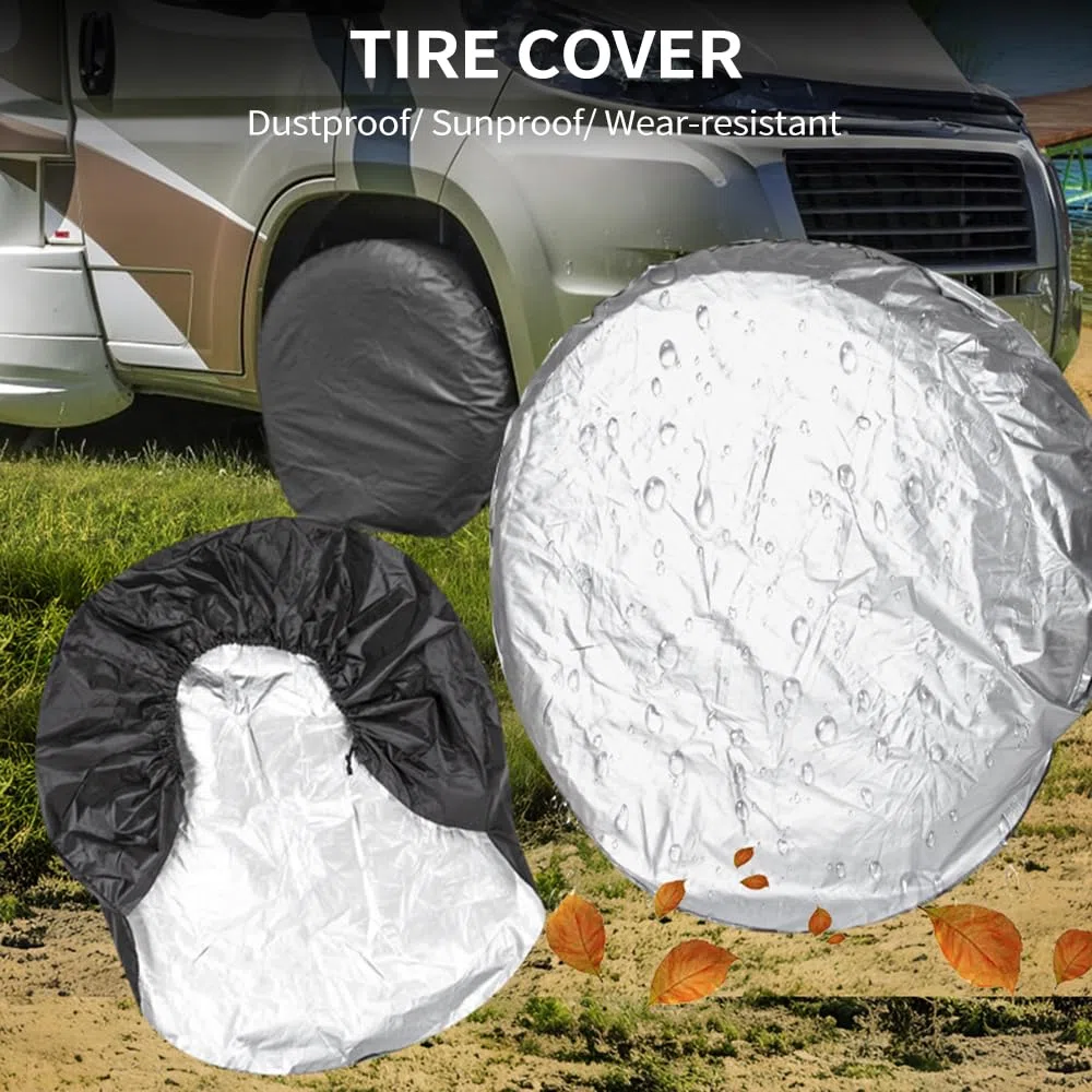 4 fundas de rueda de repuesto para neumáticos de 27 a 29 pulgadas, impermeables, ajuste universal para caravanas, coches, camiones, SUV, campistas, remolques