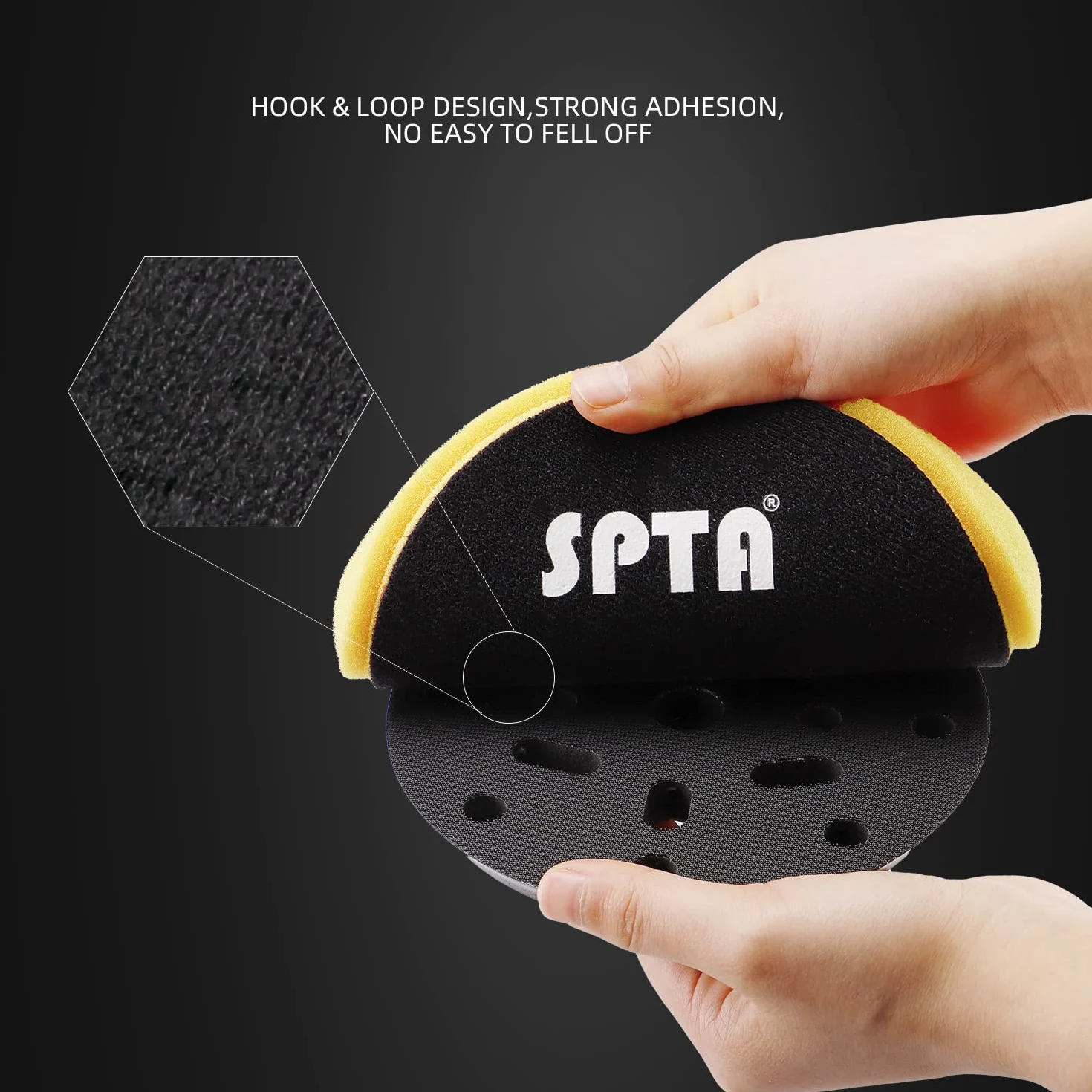 T80 amarillo de corte alto Esponjas pulido coche, SPTA 3 Piezas 125mm Almohadillas de Pulido Kit Esponja Pulido para Coche, Esponjas para pulidoras, Almohadilla de Rejilla de Pulido para