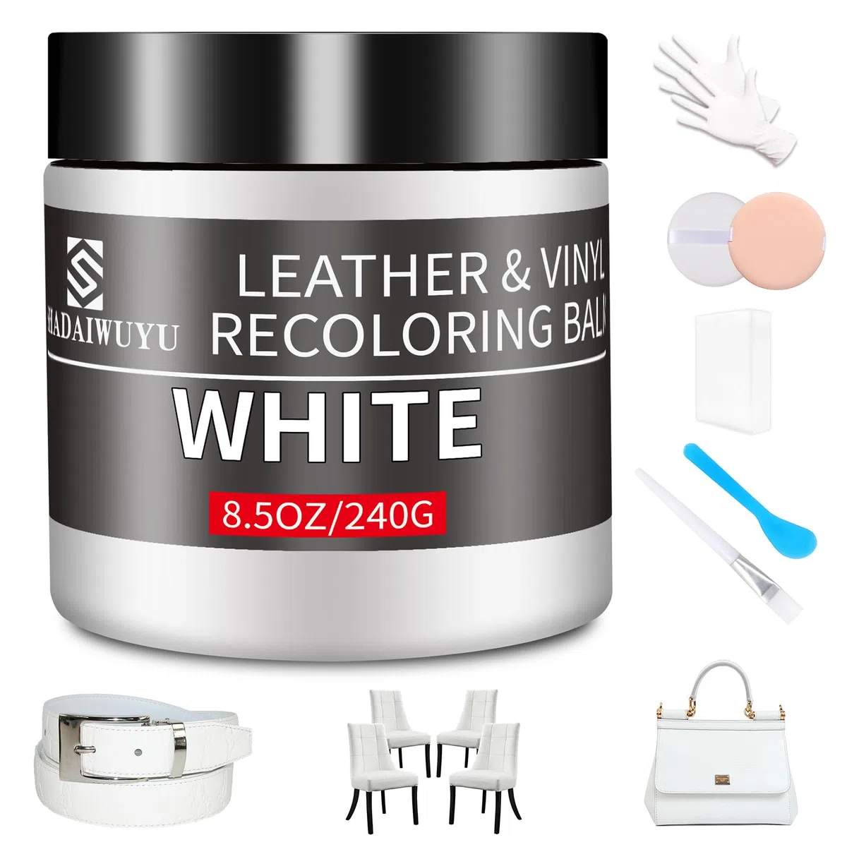 SHADAIWUYU Blanco Reparador Cuero,Cuero Liquido Reparador Pintura para Cuero para Reparar el Desgaste y Las Marcas en Sofás, Muebles de Vinilo, Asientos de Automóvil y Zapatos de Cuero