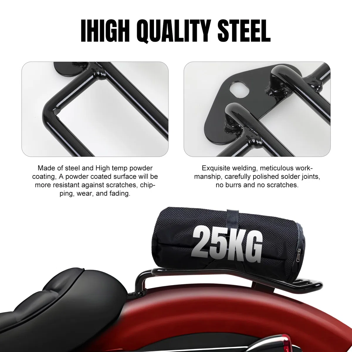 DREAMIZER Portaequipajes para Asiento Individual Compatible con Harley, portaequipajes Trasero Negro para Motocicleta Sportster XL883 1200 2004-2015