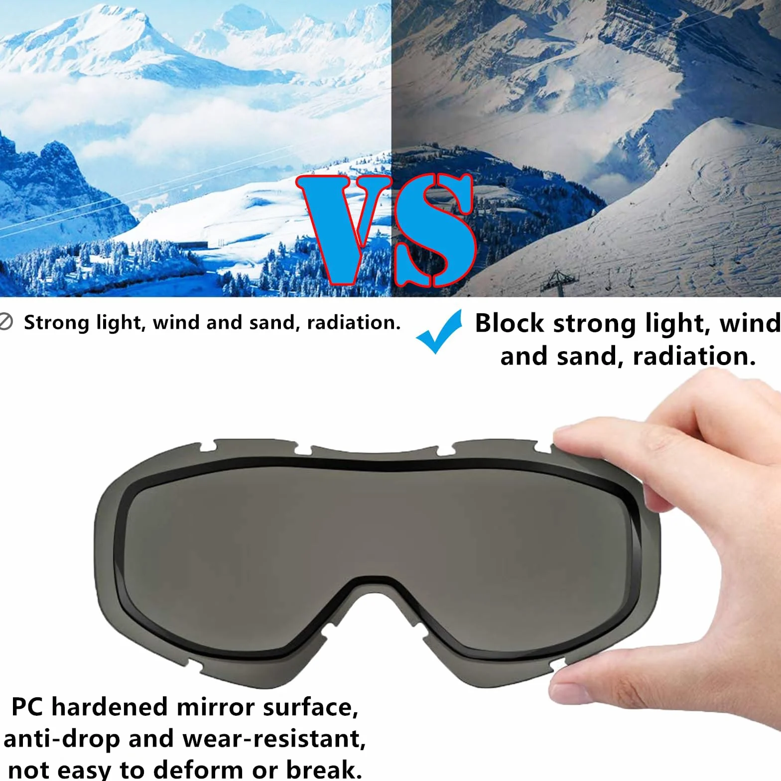 gotyou Gafas de Motocross, Gafas Snowboard Espejo, Gafas de moto, Gafas de snowboard, a prueba de polvo, flexibles, UV400, ATV Dirt Bike Racing Gafas de seguridad para Esquí, Ciclismo