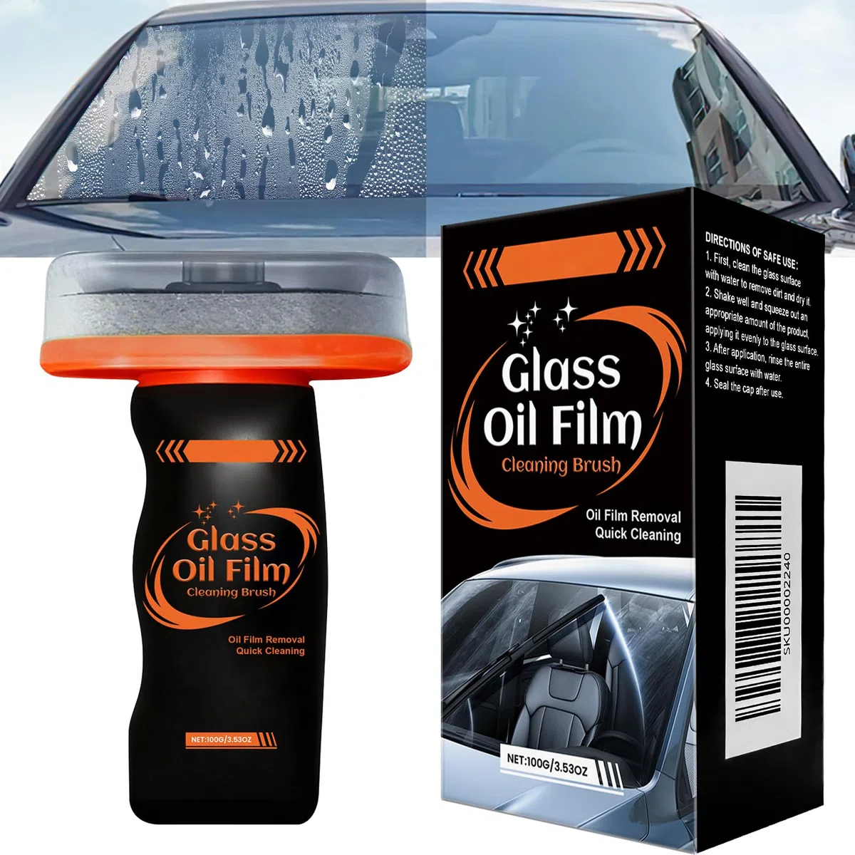 Q4 Glass Guard Limpiador De Película Grasa Para Luneta De Coche 100 Ml – Limpiador De Película Aceitosa Para Vidrio Con Cepillo, Limpiadors Emulsión Para Lunas De Coche, Ventanas, Espejos