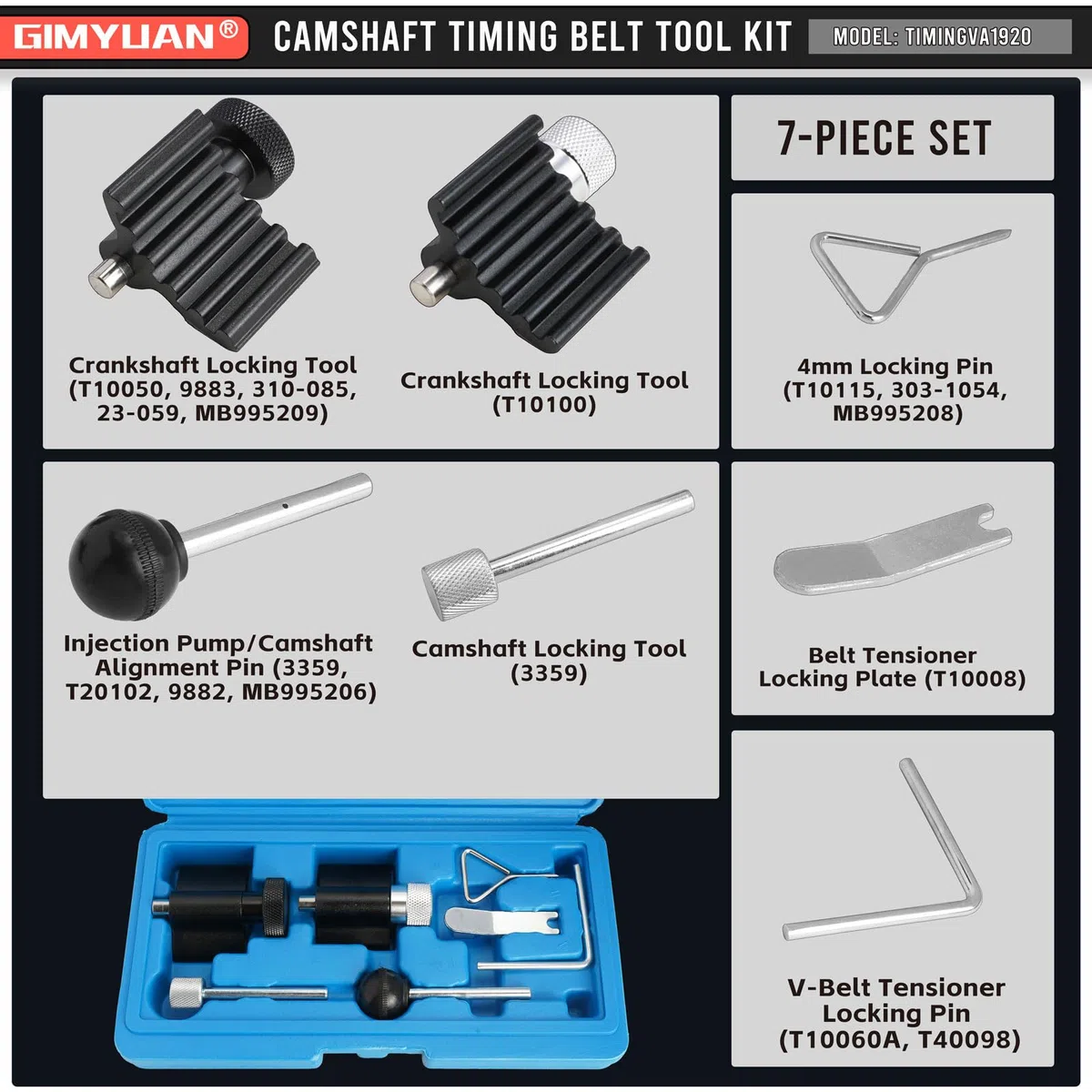 Kit de herramientas de sincronización compatible con VW Audi Seat Skoda 1.2 1.4 1.9 2.0 TDI PD T10100 T10050 T10115 T10060A 3359, herramienta de bloqueo de manivela de sincronización de motor