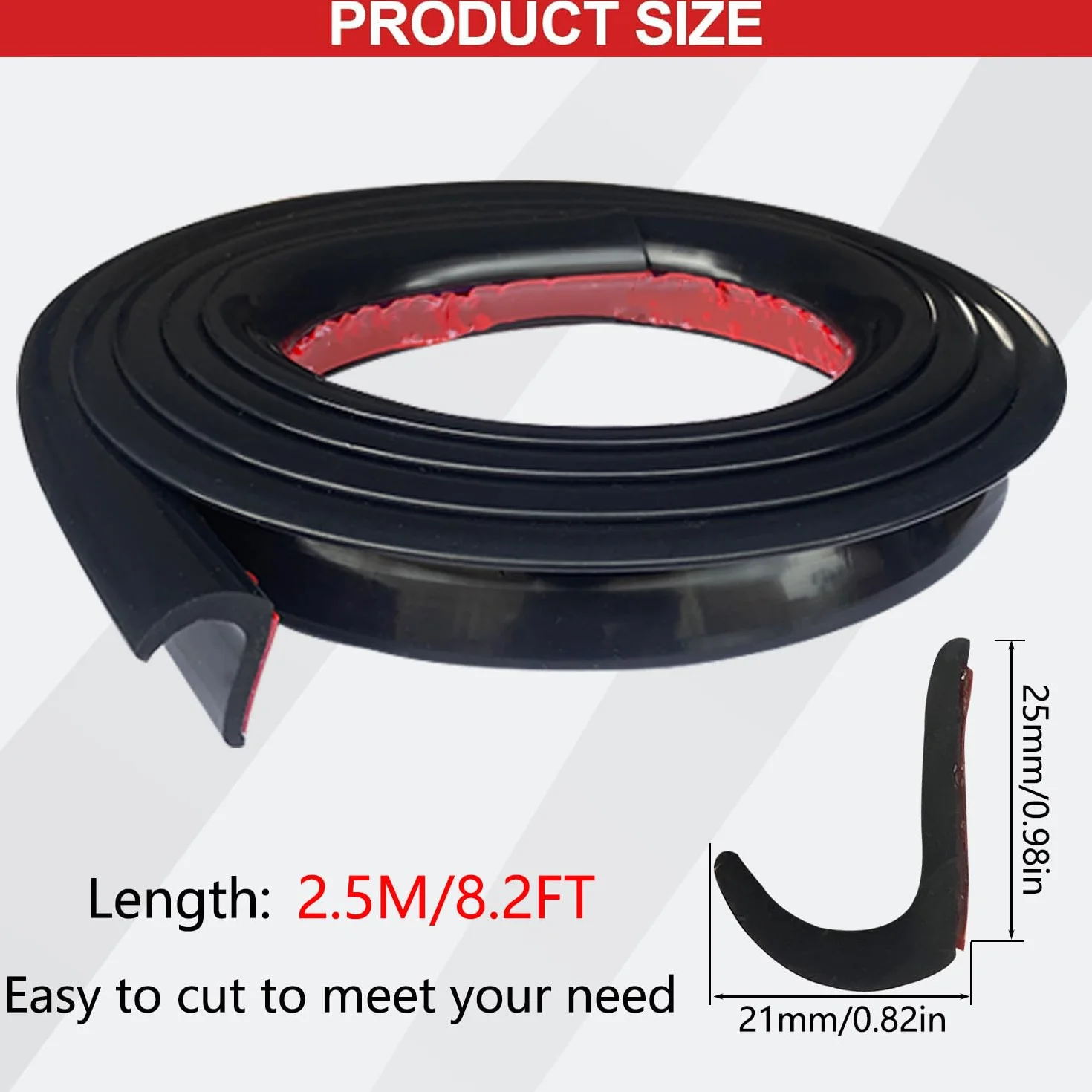 Riel de Goteo 2.5m Tira de Lluvia en Forma de J PVC Drip Stop Vierteaguas Autocaravana para Vehículos Caravanas Barcos Puertas Techos (Negro, 2.5M)