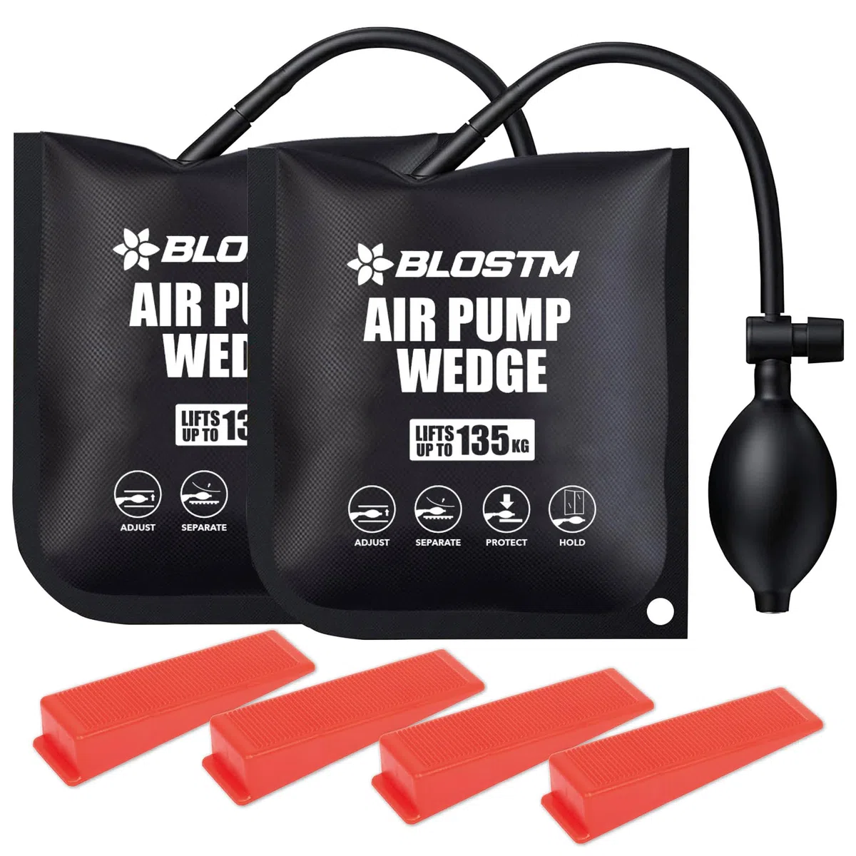 BLOSTM Cuña de Aire de Bomba Air Wedge Pump Herramienta de Alineación de Marcos de Ventanas Accesorios, Instalación Y Reparación para el Hogar Y El Automóvil - Paquete de 2