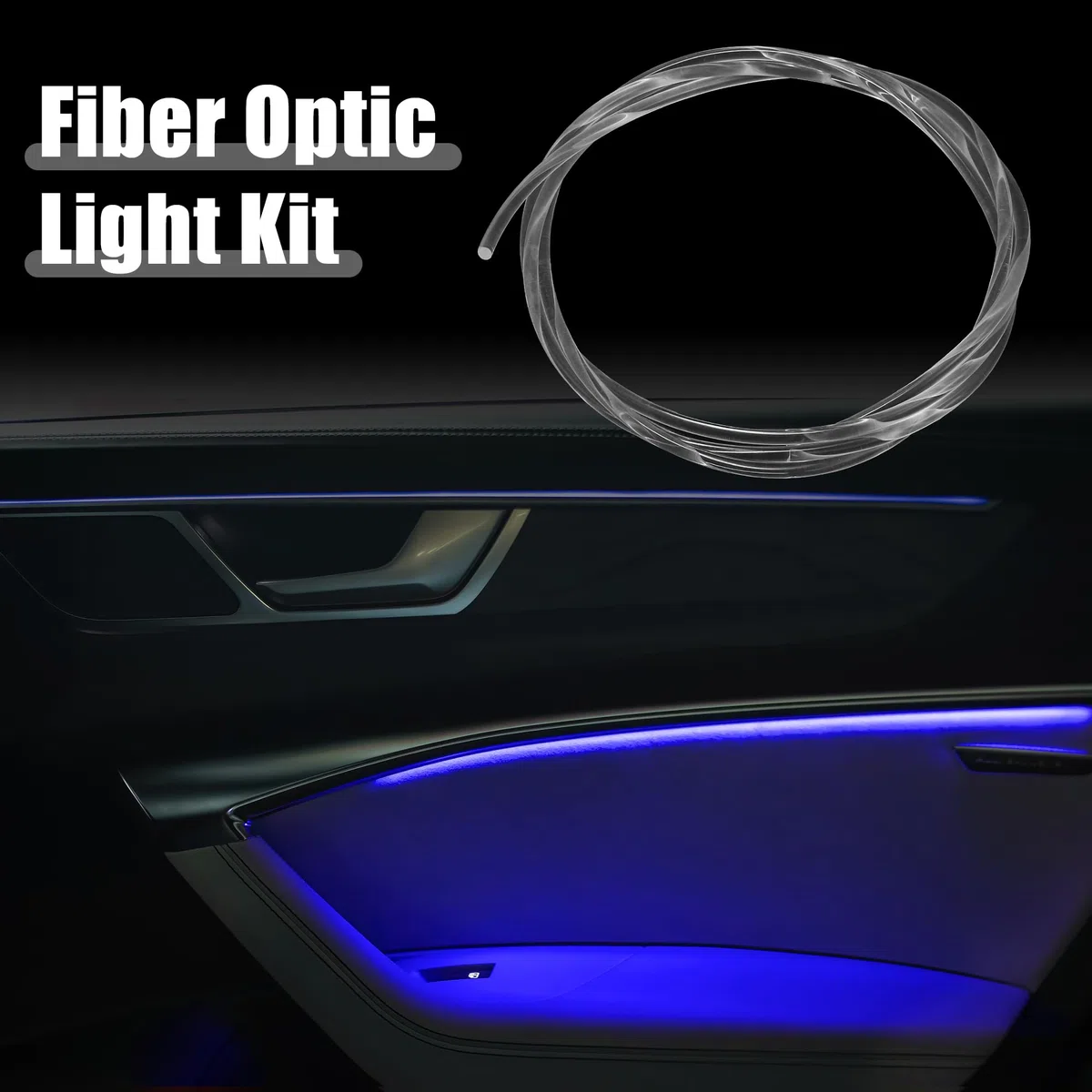 QUARKZMAN Cable de Fibra Óptica Luminosa De 1,5 M Y 4 mm con Iluminador Led Azul - 2 Unidades