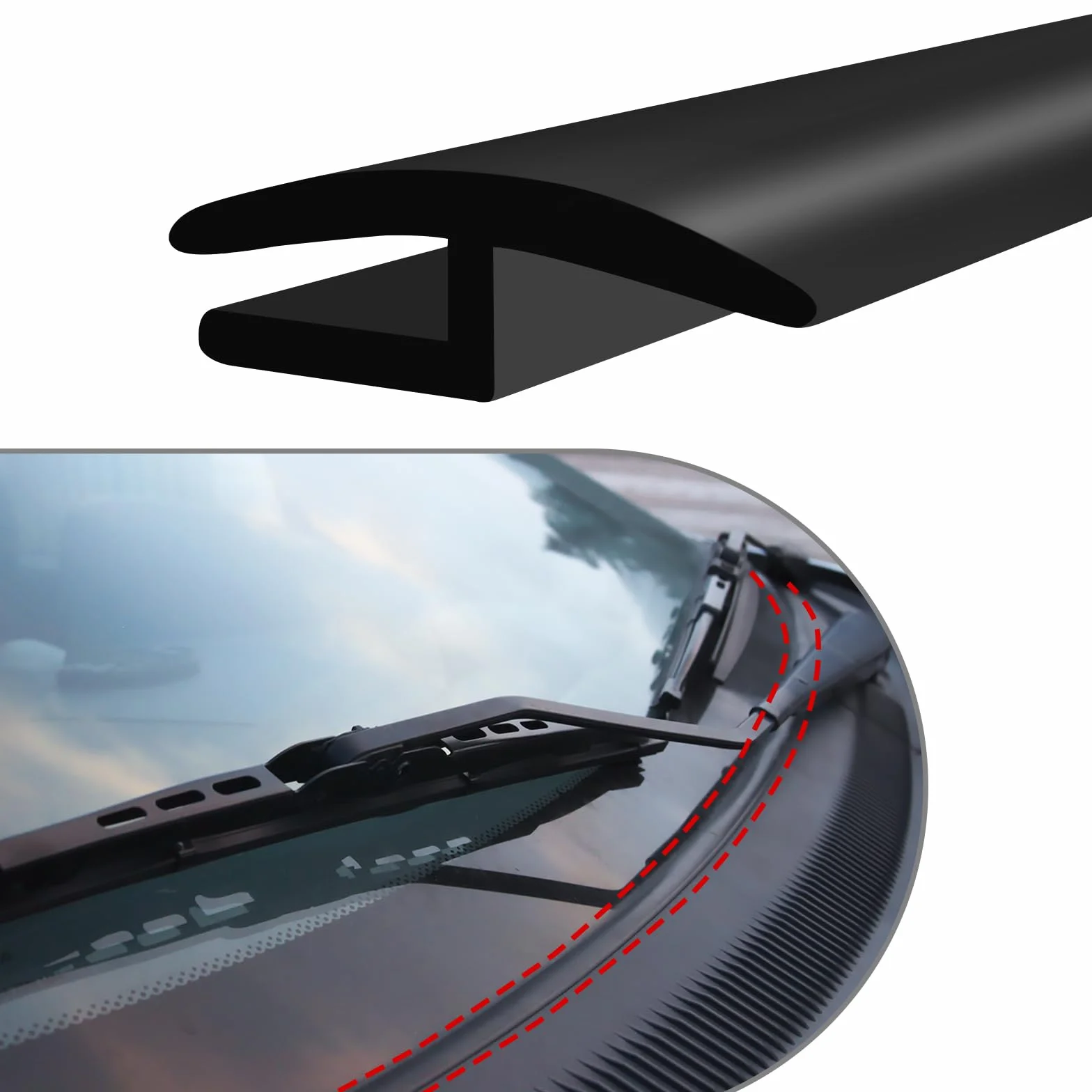 Banda de Goma para Parabrisas Mejorada de 1.8M, Perfil en Forma de H Impermeable y Antiruido, Junta de Ventana de Coche Recortable para la Mayoría de Vehículos