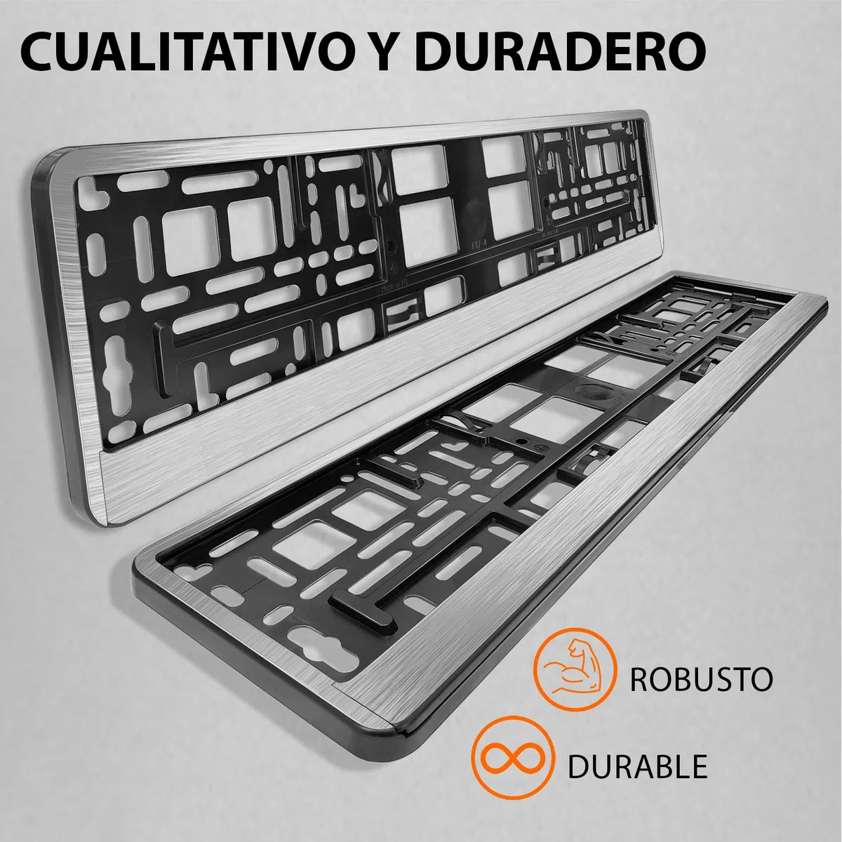 Portamatriculas Coche 520x110 mm - Soporte Matricula [2 uds.] - con 8 Tornillos - Duradero y Resistente - Porta Matricula Coche Homologado - Cromo Cepillado - Apto para Todos los vehículos