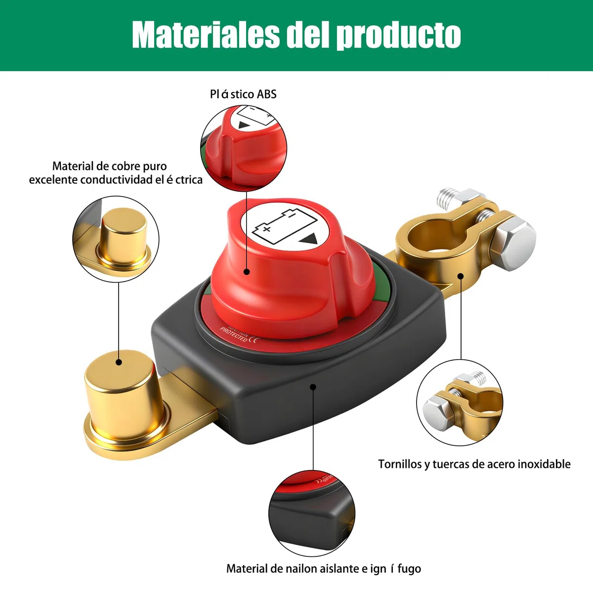 Desconectador de Bateria, Cortacorrientes De Bateria Coche 12V-48V Aislador de Batería Interruptor de Apagado para Coche, Camión, Moto, Caravana, Barco
