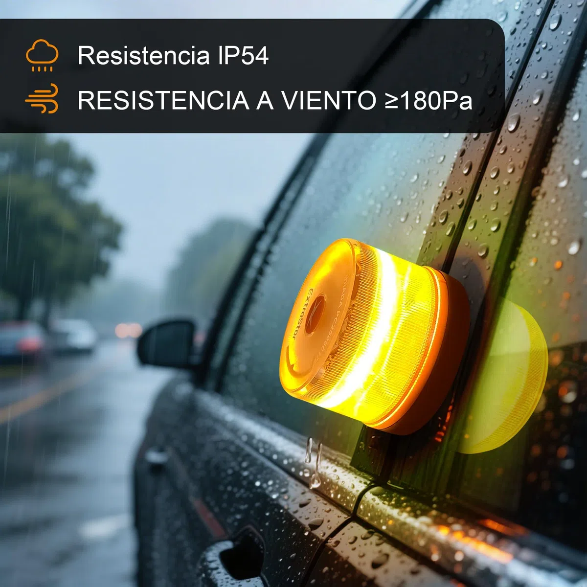 EXTRASTAR Luz de Emergencia V16 Homologada DGT con Geolocalización 3.0 - Aviso Ubicación Coches, Plan de Datos Incluido - Base Imantada IP54 - Cumple Normativa 2026