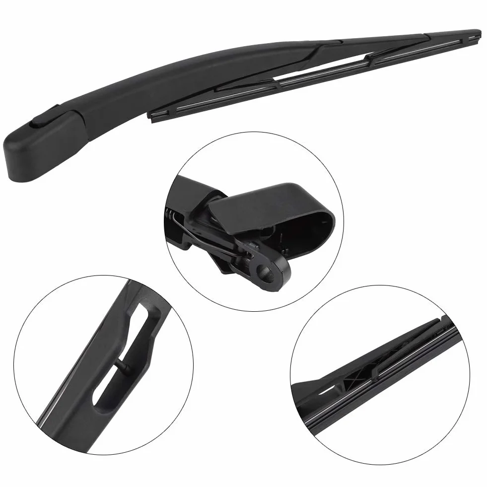 KSTE Juego de Limpiaparabrisas Y Brazo Trasero del Automóvil, Caucho Silencioso Parabrisas Trasero Ventana del Coche de Limpiaparabrisas con Cuchilla para Fo-ord Fiesta MK6 MK7 ST150 02-08