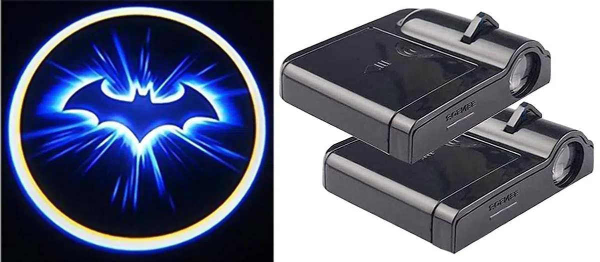 2 Piezas Luz del Proyector del Coche, Tu Logo Proyector para Coche LED Luz de Puerta,Proyector de Puerta HD,Luz LED de Bienvenida (bat)