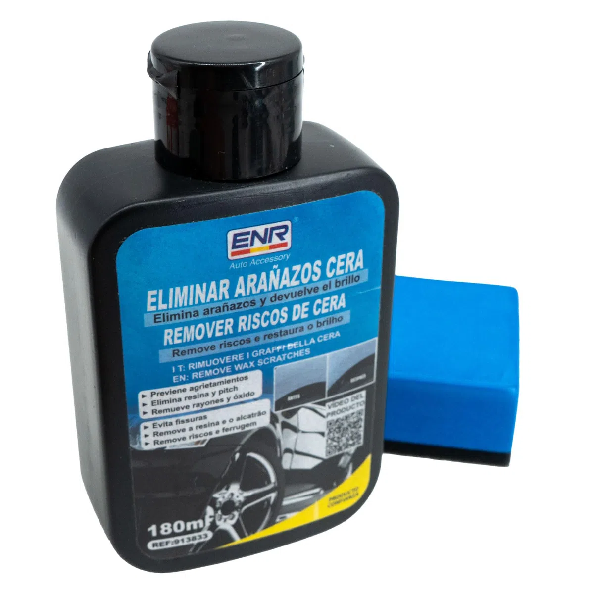 Reparador de Arañazos y Pulimento para Coche – Elimina Rayones, Manchas y Transferencias de Pintura, Brillo Duradero, Fácil Aplicación con Esponja Premium – 180 ml