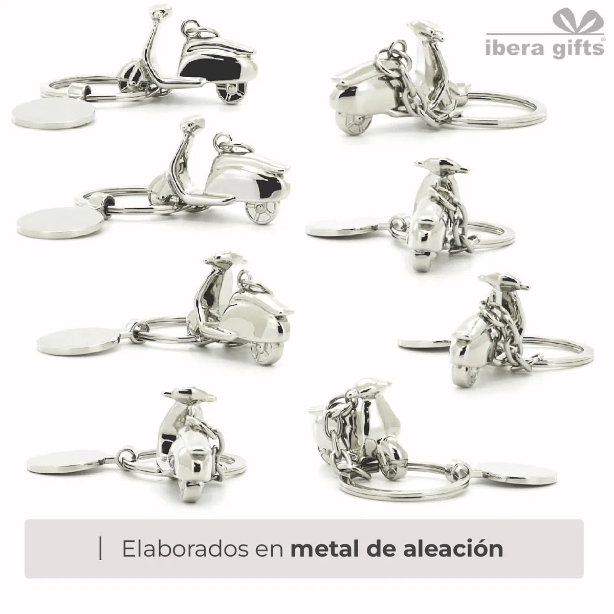 Llavero Personalizado Moto Scooter/Vespa Con Grabado Láser • Llavero Con Nombre Y Mensaje • Regalo Original Para Amantes De La Moto, Pareja, Hombre, Mujer (Scooter/Plateado)
