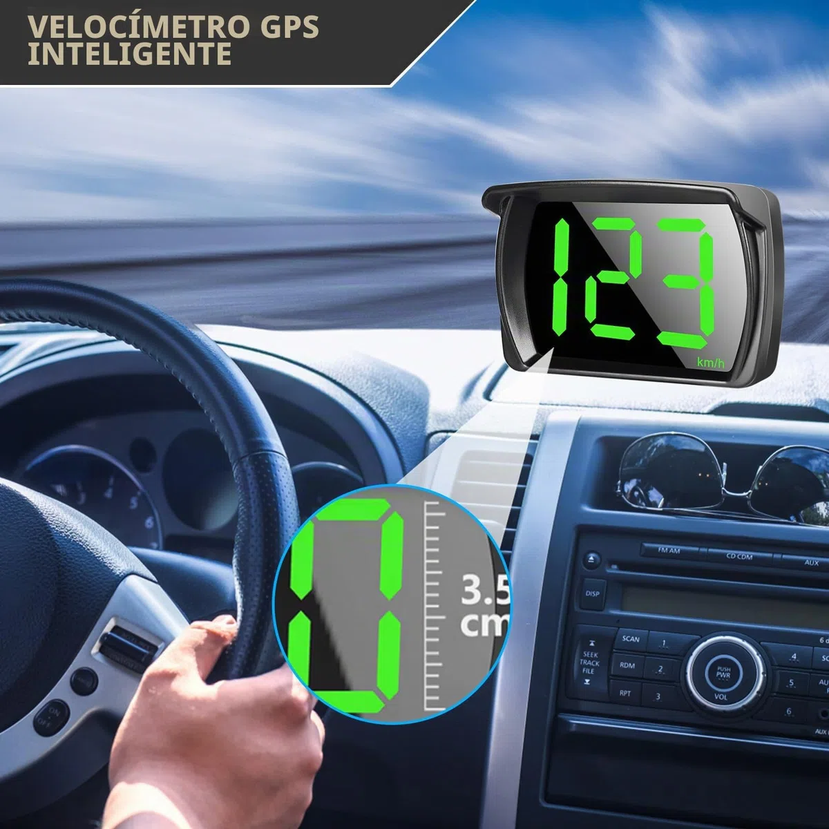 Aicharynic Head Up Display Auto HUD: Velocímetro digital para coche, velocímetro, pantalla universal con GPS + chip dual Beidou para todos los coches, USB Plug and Play, KMH