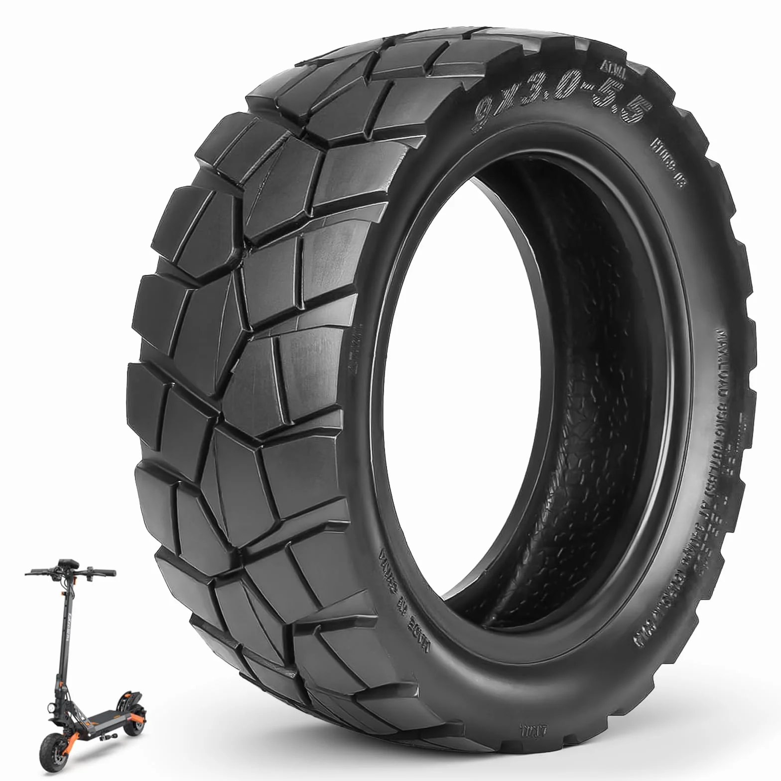 9x3.0-5.5 Neumáticos sin Cámara para Kukirin G2 Pro Patinete Eléctrico, Neumáticos Todoterreno de 9 Pulgadas, Ruedas de Repuesto Resistentes al Desgaste (1 Pieza)
