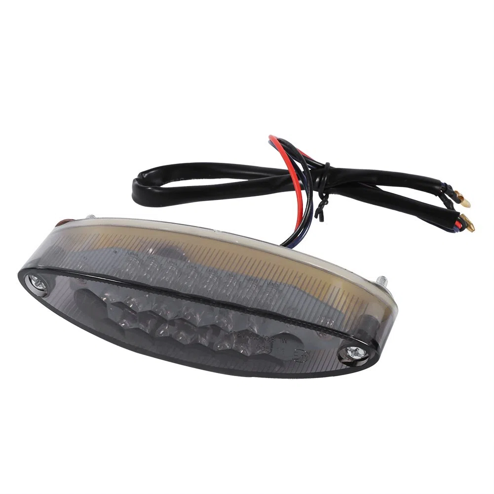 Keenso Luz trasera universal de 12 V para moto - Luz de freno 28 LED - Luz de freno ahumado - Luz trasera LED roja para moto Cruiser bicicleta ATV