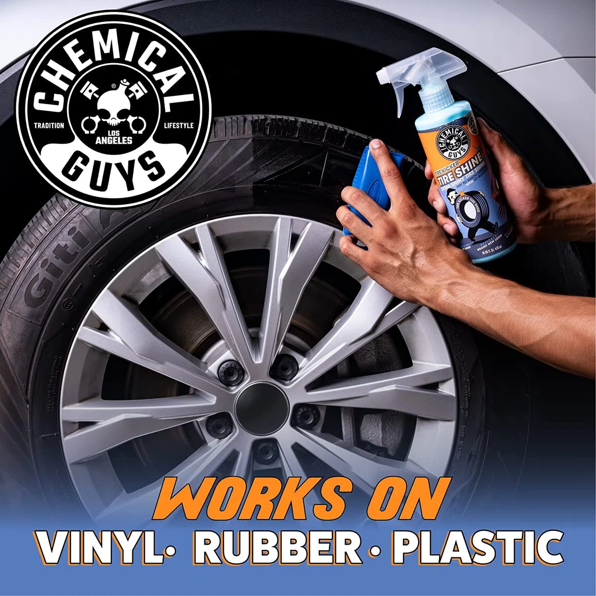 Chemical Guys Abrillantador de Neumáticos Tire Kicker Extra Shiny Tire Shine 473 ml. Restaura y Mejora el Aspecto de los componentes de Goma, Vinilo y plástico.