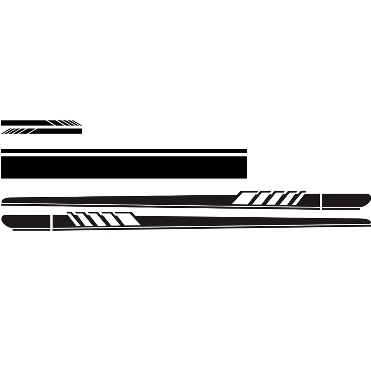 Juego de 5 pegatinas de vinilo para coche, diseño de rayas de carreras, decoración para espejo retrovisor, capó, puerta, universal, para coche, SUV, camión (negro)
