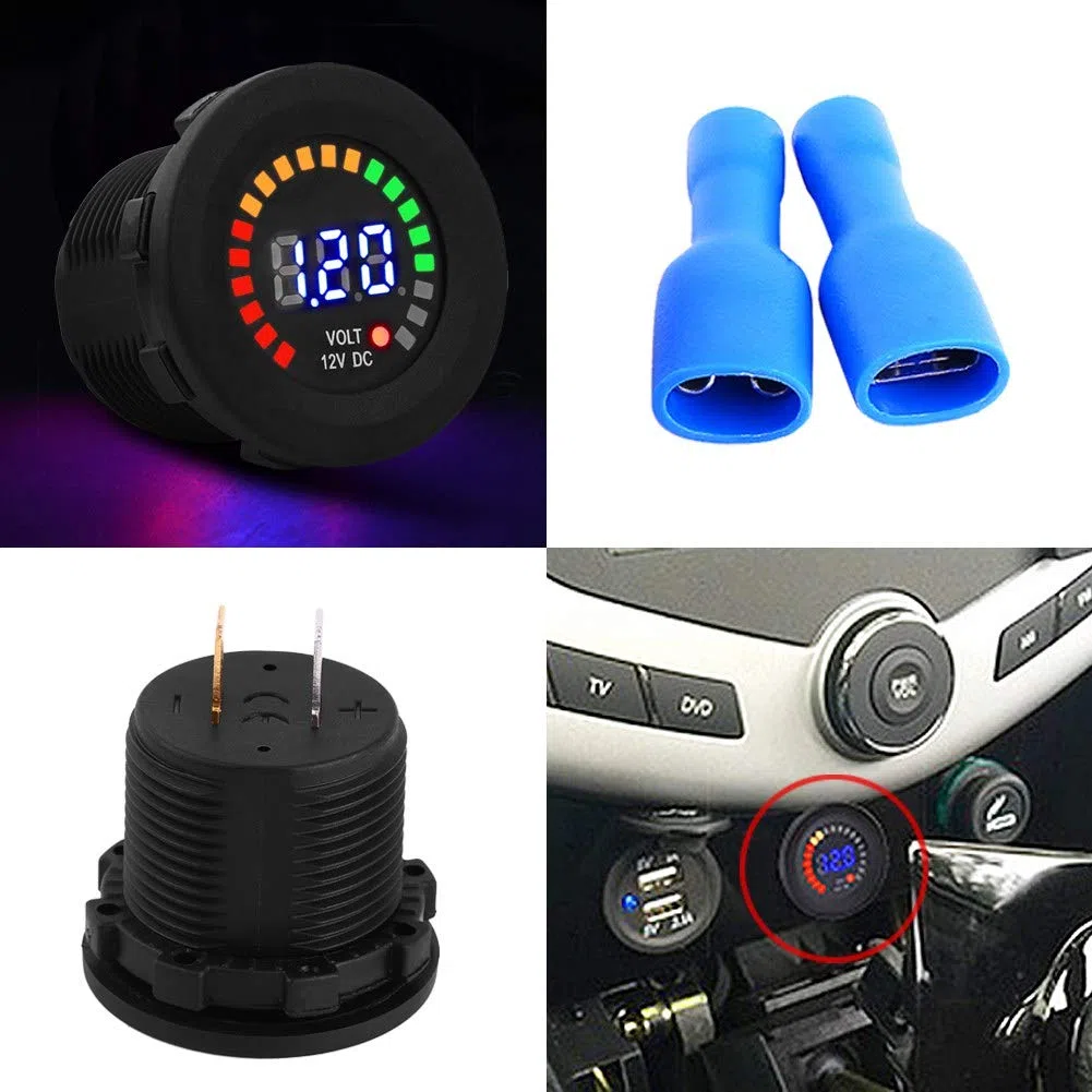 Haofy Voltímetro Digital Pantalla LED Impermeable Indicador de Bateria Universal Impermeable Voltímetro para DC 12v Moto Coche Motocicleta Camión Barco