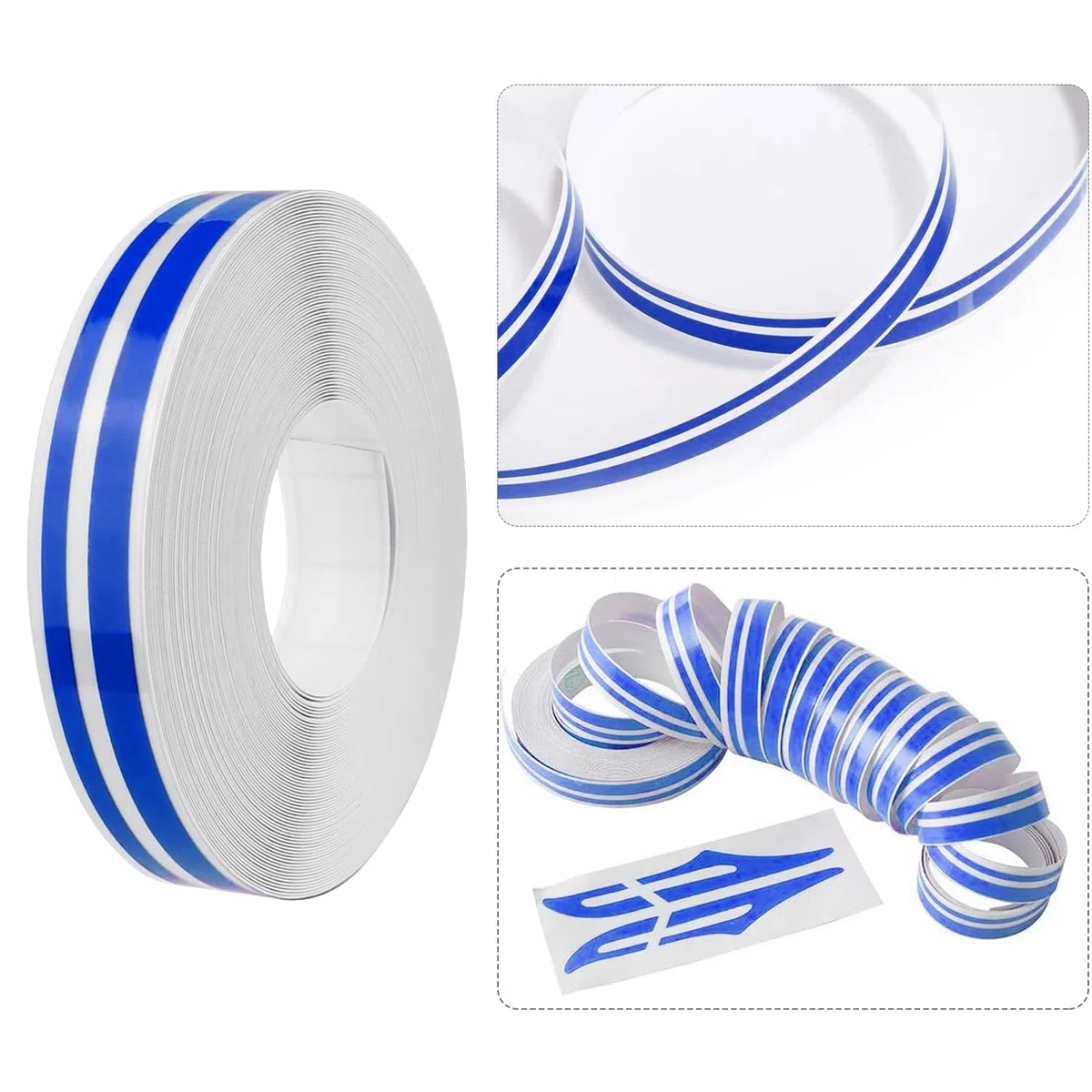 Cinta Adhesiva para Coche, 11 mm x 10 m Cinta Decorativa para Coche, Cintas Decorativas Adhesivas de Vinilo de Primera Calidad para Coche, Moto, Barco y modelismo o Bricolaje (Azul)
