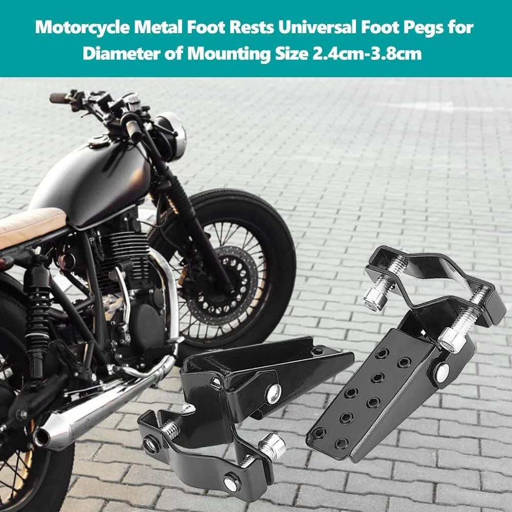Jadeshay Estribos de Moto, Negros Metal Reposapiés de Motocicleta con Pedales de Metal Anodizado Reemplazo Directo