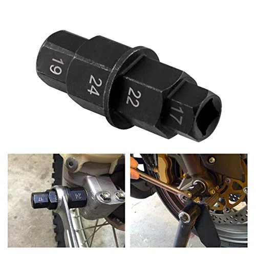 Qiilu Herramienta para Eje Hexagonal, Herramienta para Eje de Motocicleta, Herramienta de reparación de Llave para Eje de neumático de Motocicleta para Eje Delantero de 17 mm, 19 mm, 22 mm y 24 mm