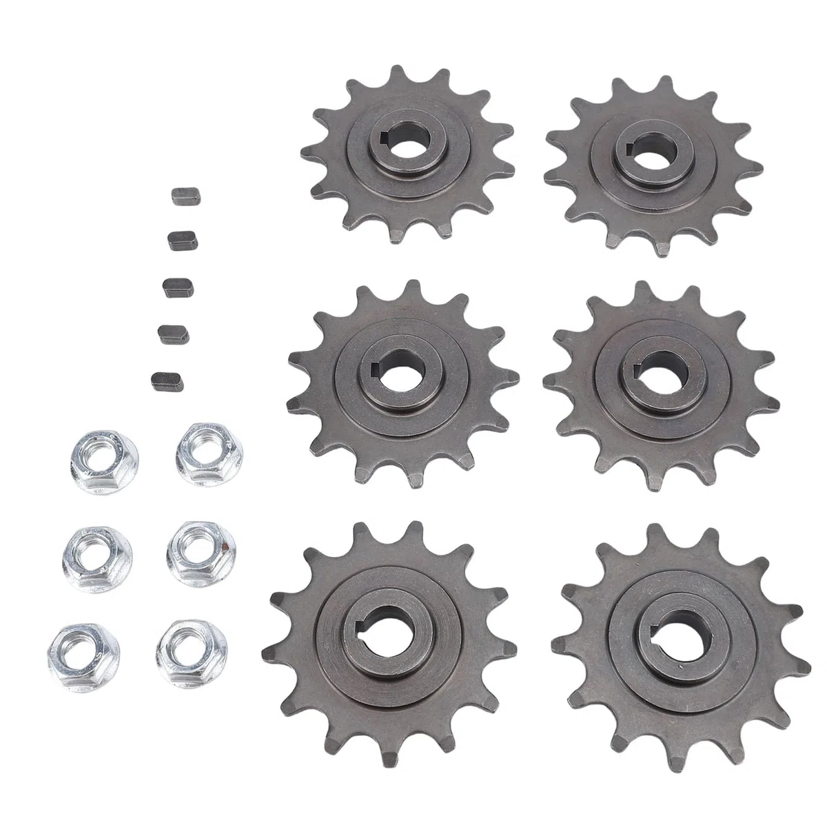 RiToEasysports Juego de Piñones de Cadena para Scooter, Piñón de Motor de Hierro 13T de Repuesto para Moto de Cross de 47 Cc y 49 Cc, Kit de 6 Piezas con Tuercas y Llaves para un Rendimiento Estable