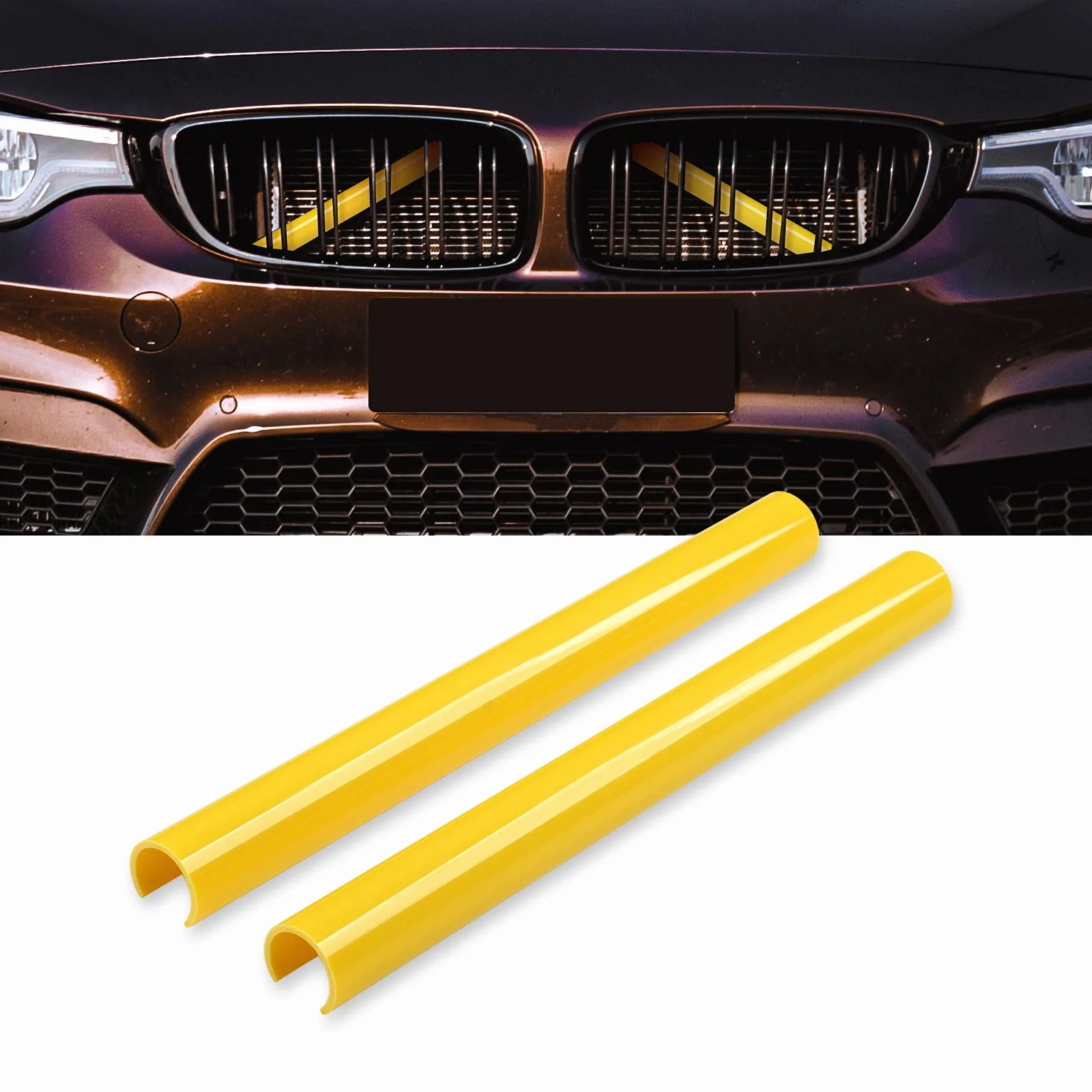 AggAuto Amarillo rejilla delantera insertar, tira de rejilla insertar molduras para BMW F20 F30 2011-2021,328i/320i/335i/428i, insertar accesorios para 1/2/3/4/5 serie F21/F22/F23/F45/F31/F31/F33/F36