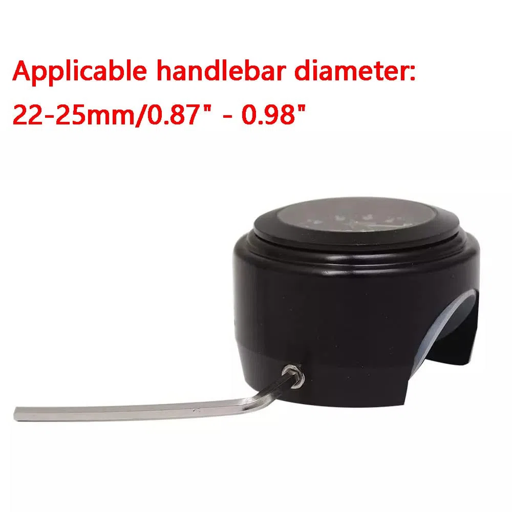 Reloj para manillar de motocicleta, de cuarzo, luminoso, para manillar de 22 a 25 mm, aleación de aluminio fluorescente con almohadilla de goma antideslizante y llave negra, 4,5 x 3,3 cm