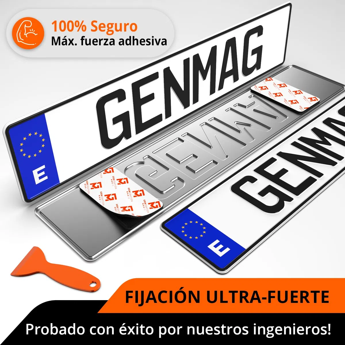 GENMAG® Portamatriculas Coche Invisible sin Marco [Super Fuerte & Universal] Soporte Matricula Coche | Porta Matriculas para Coches | Porta Matricula | Portamatriculas Moto Remolque y Coches