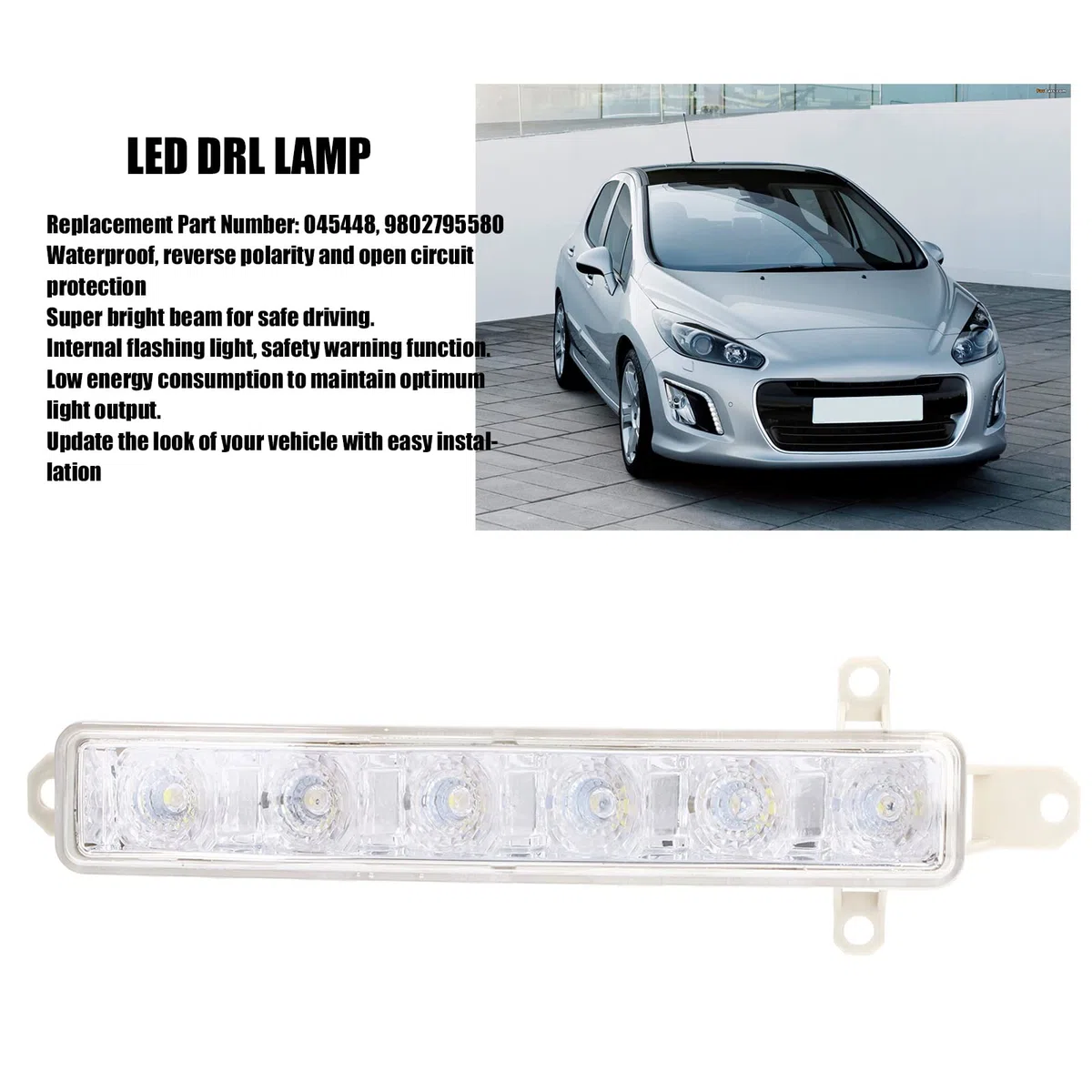 Reemplazo de Luz Diurna LED Superbrillante 30-SMD para Citroen C1 2006-2017 C3 2015-2019, para107108308, Resistente a la Intemperie para una Conducción Segura