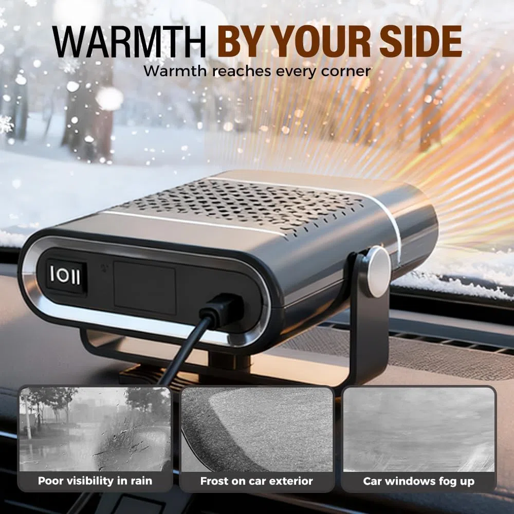 Calentador de coche, kit de desempañador portátil de invierno de 12 V para parabrisas de coche que se conecta al encendedor de cigarrillos