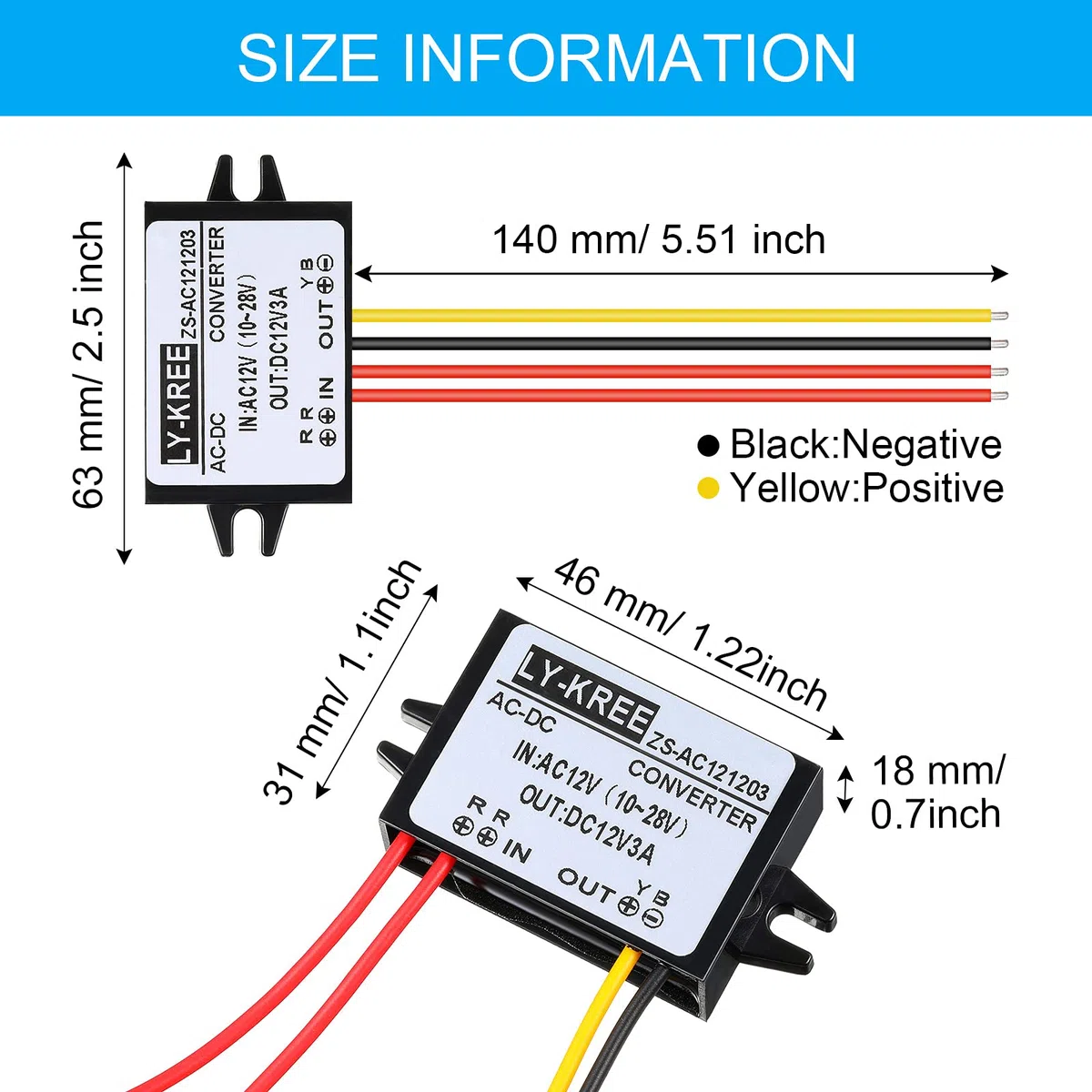 AC-DC Convertidor de Potencia AC 12V(10-28V) a DC 12V Convertidor de Voltaje Reducido Convertidor Reductor Impermeable IP68 Módulo Regulador de Voltaje para Pantalla Coche, 3A (2 Piezas)