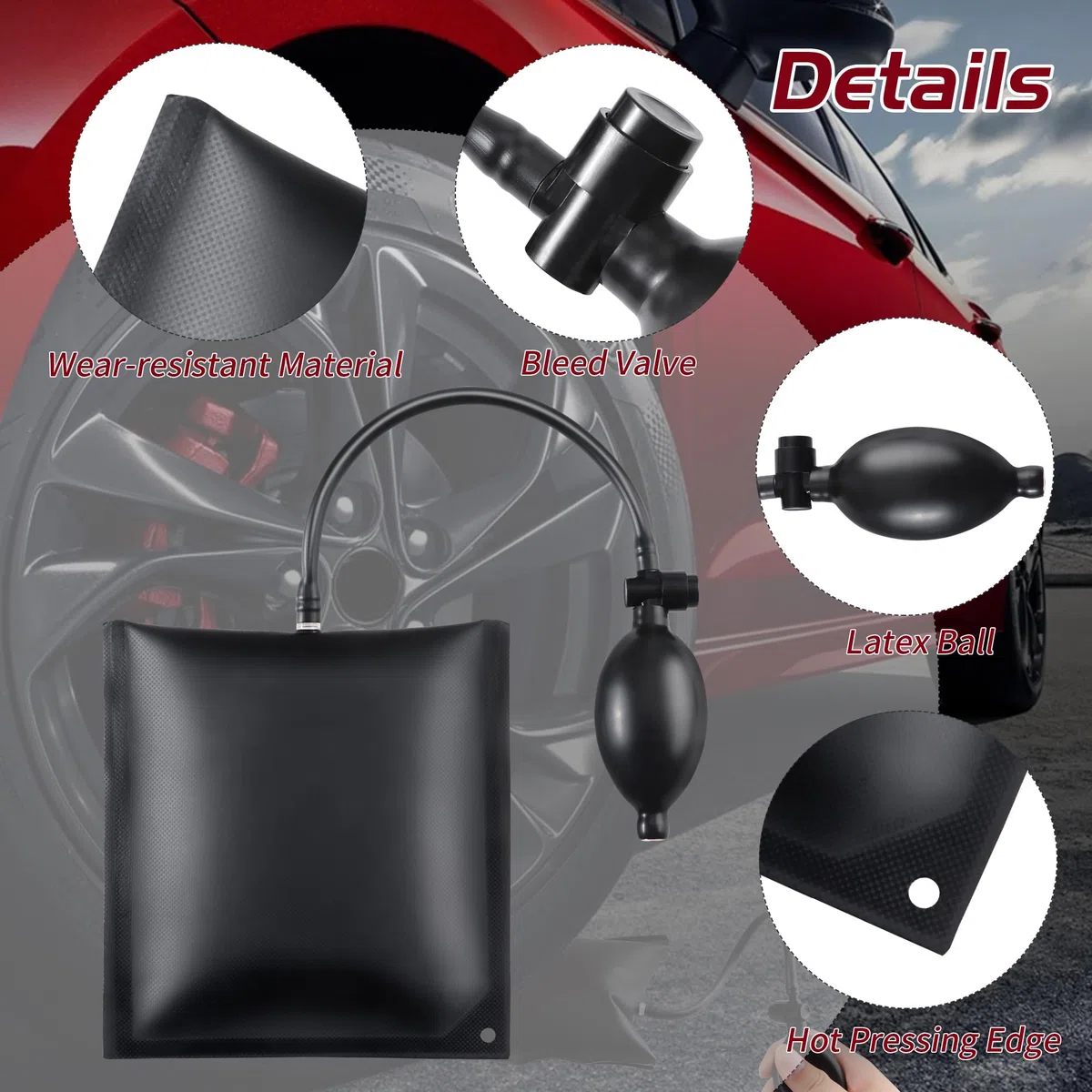 4 Piezas Air Pump Wedge,Cuña de Aire de Bomba Cojines de Montaje con Cuña Roja para Instalación de Puertas Ventanas Reparación de Automóviles