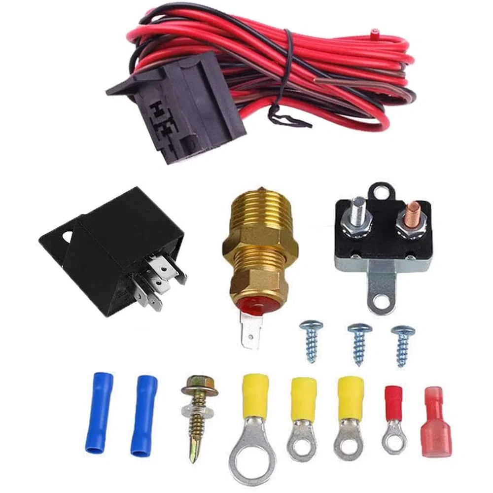 175-185 Grados Kit de termostato de Ventilador de refrigeración eléctrico Sensor de Temperatura Interruptor de Temperatura 40 50 Kit de relé de 60 amperios